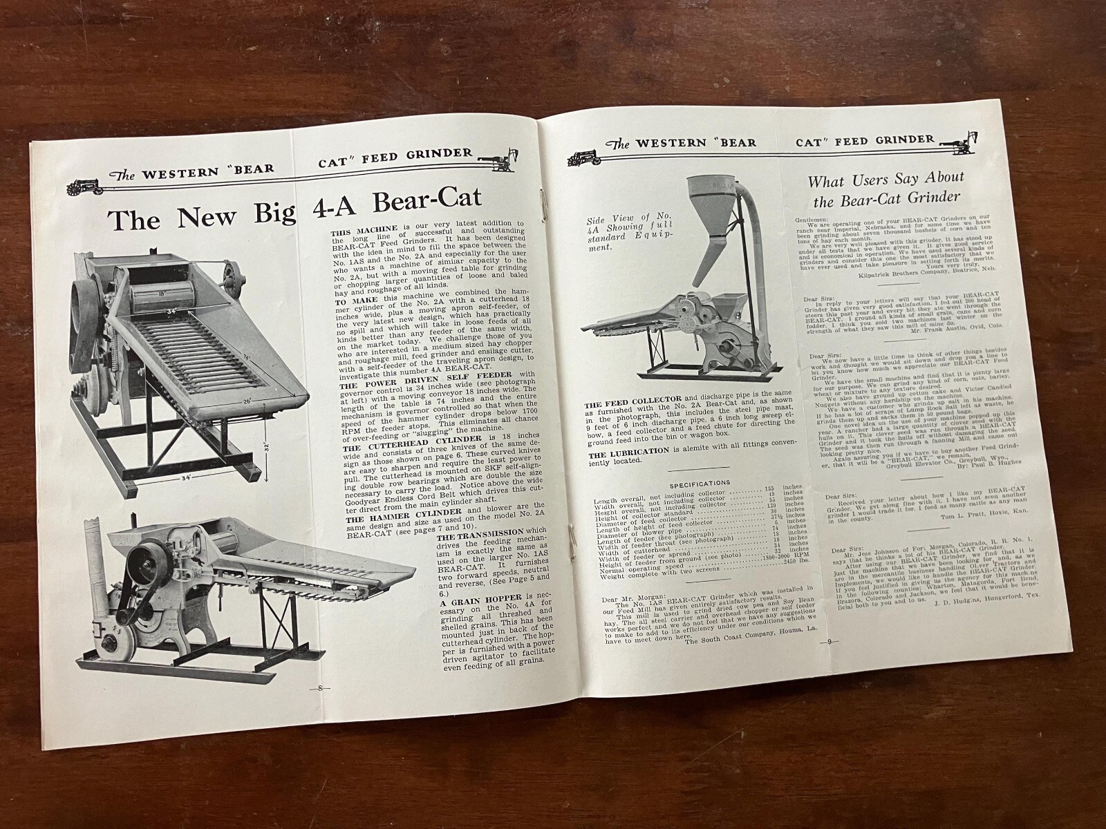 1920’s Western Bear Cat Feed Grinder Brochure & Letterhead Farming Advertisement