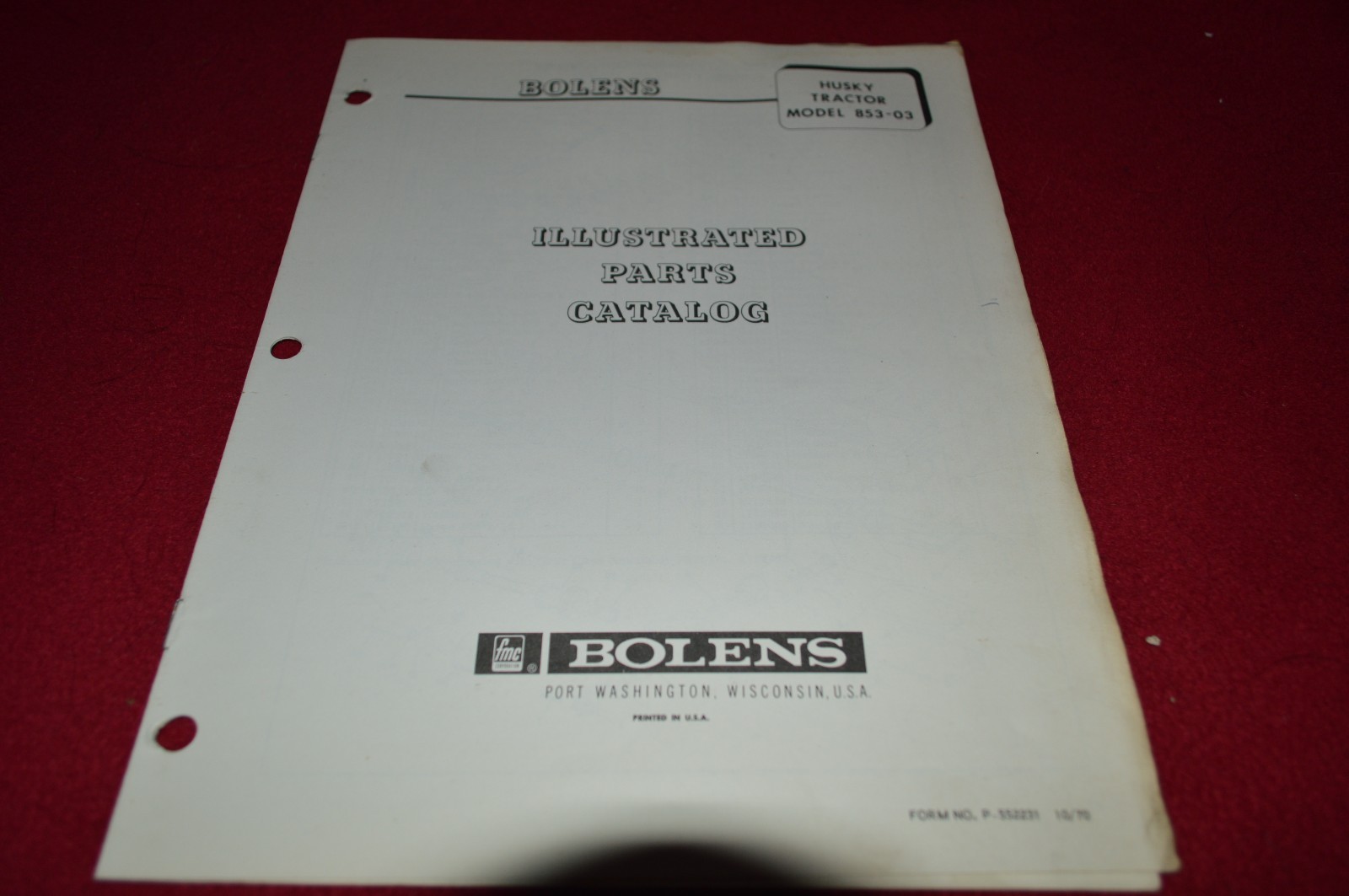 Bolens Husky Tractor Models 853-03 Dealer’s Parts Book Manual CHPA