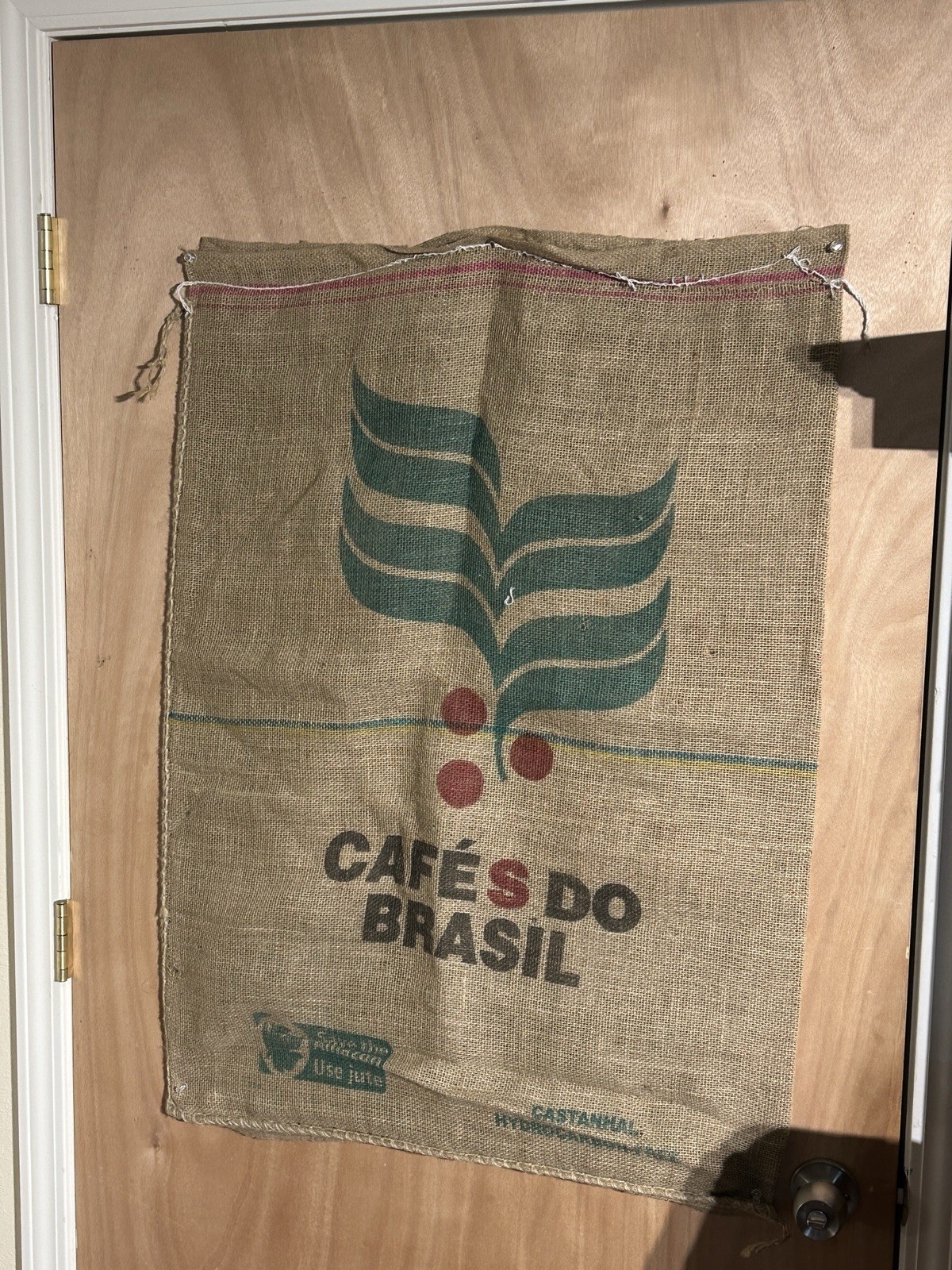 Vintage Large JUTE Bean Bag ~ CAFE’S DO Brasil ~26″ X38″~ Advertising