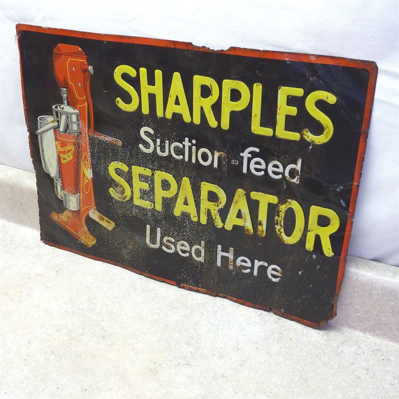 Vintage Tin Ad Sign Sharples Suction Feed Separator, Farm Dairy 19″ X 13.5″