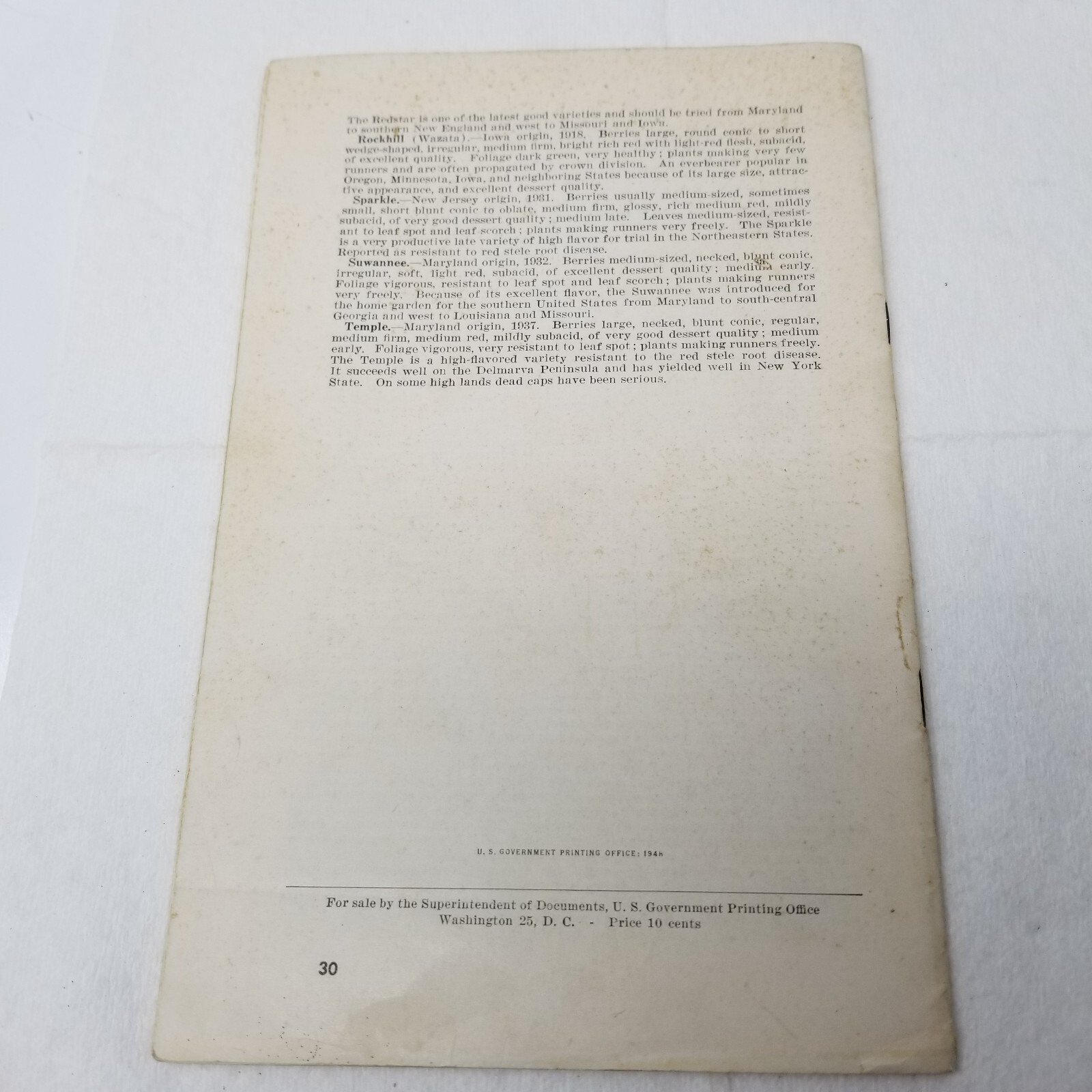 Strawberry Varieties USA 1948 Farmers’ Bulletin Booklet 1043 USDA Photos Charts