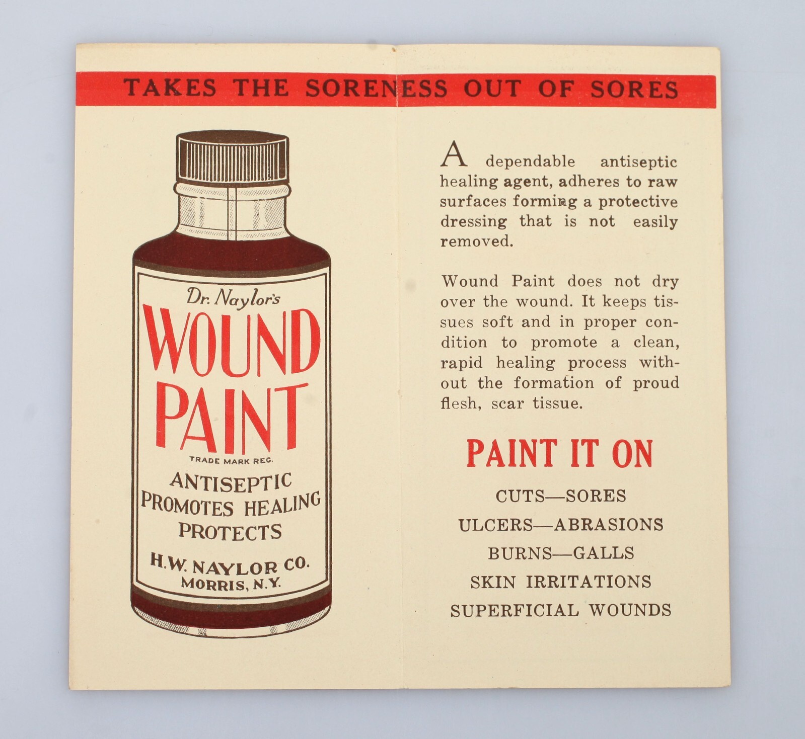 Vintage Dr. Naylor’s Wound Paint Brochure Morris New York Vet Medicine