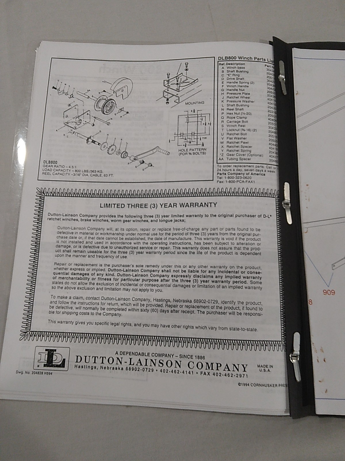 2096 Peck 802,803,804,1002,1003 & 1004 Grain Augers Owners Manual/Parts Listing
