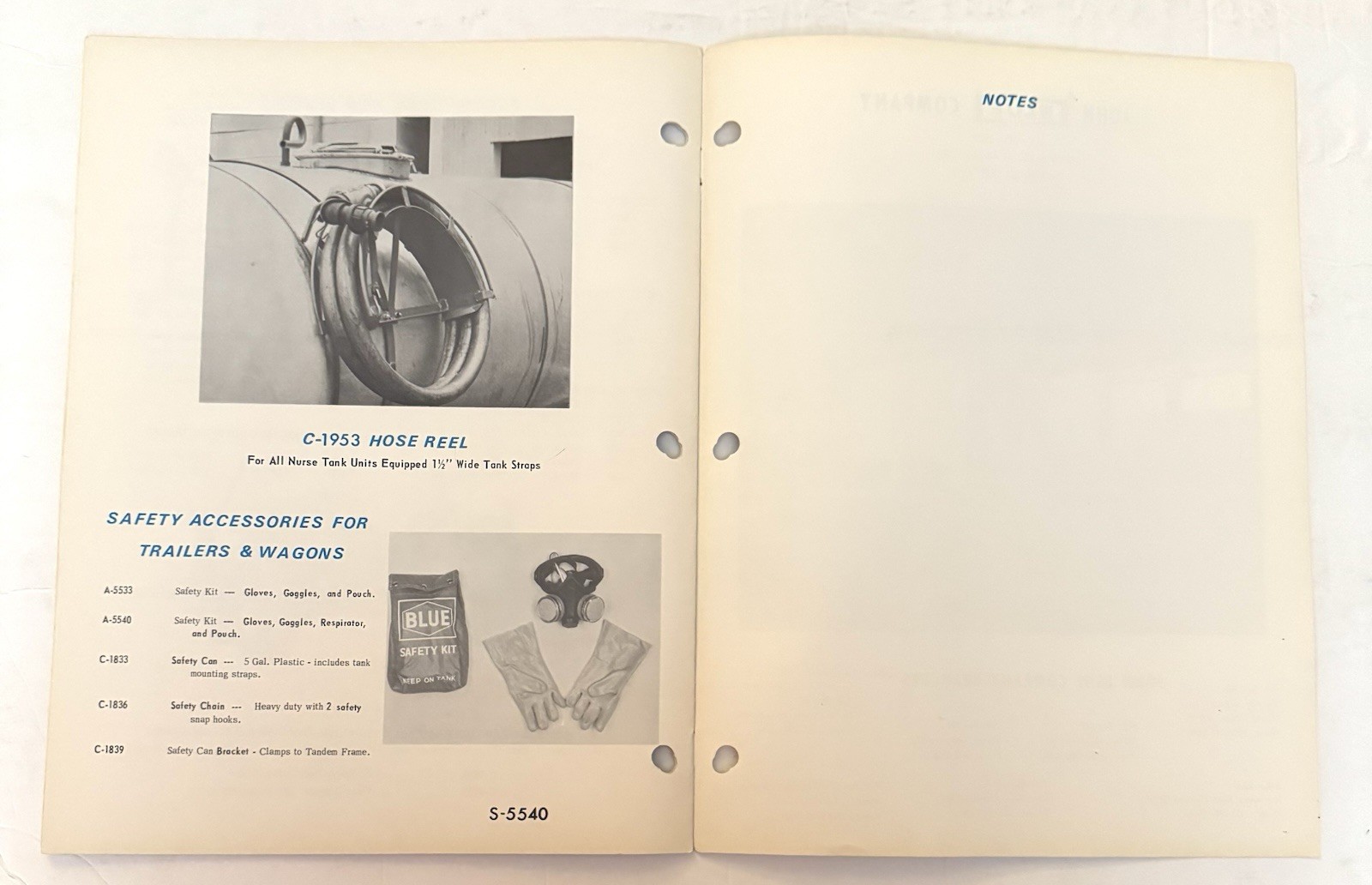 Vintage 1950’s BLUE John Blue Company Nurse Tank Trailer Catalog Farming