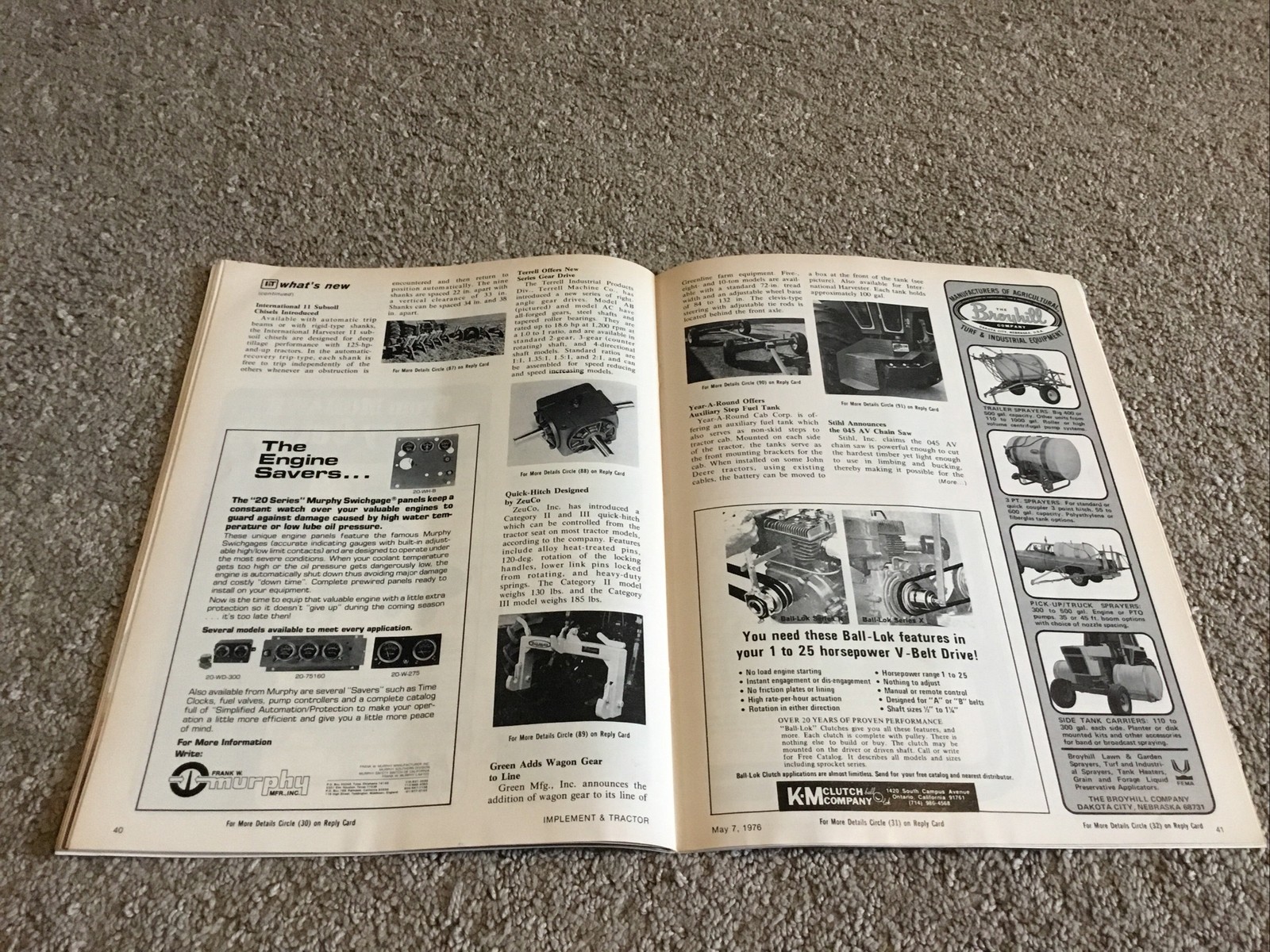 Implement & Tractor Magazine May 7, 1976 Farming Agriculture Vintage Ads J