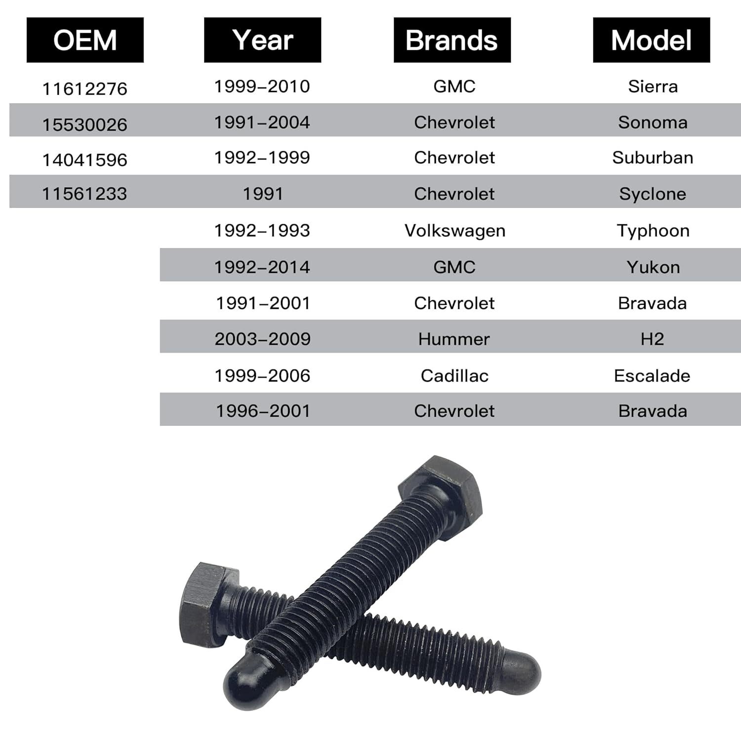 Torsion Key Bolts,Torsion Bar Adjustment Bolts fit for Silverado Yukon Suburban