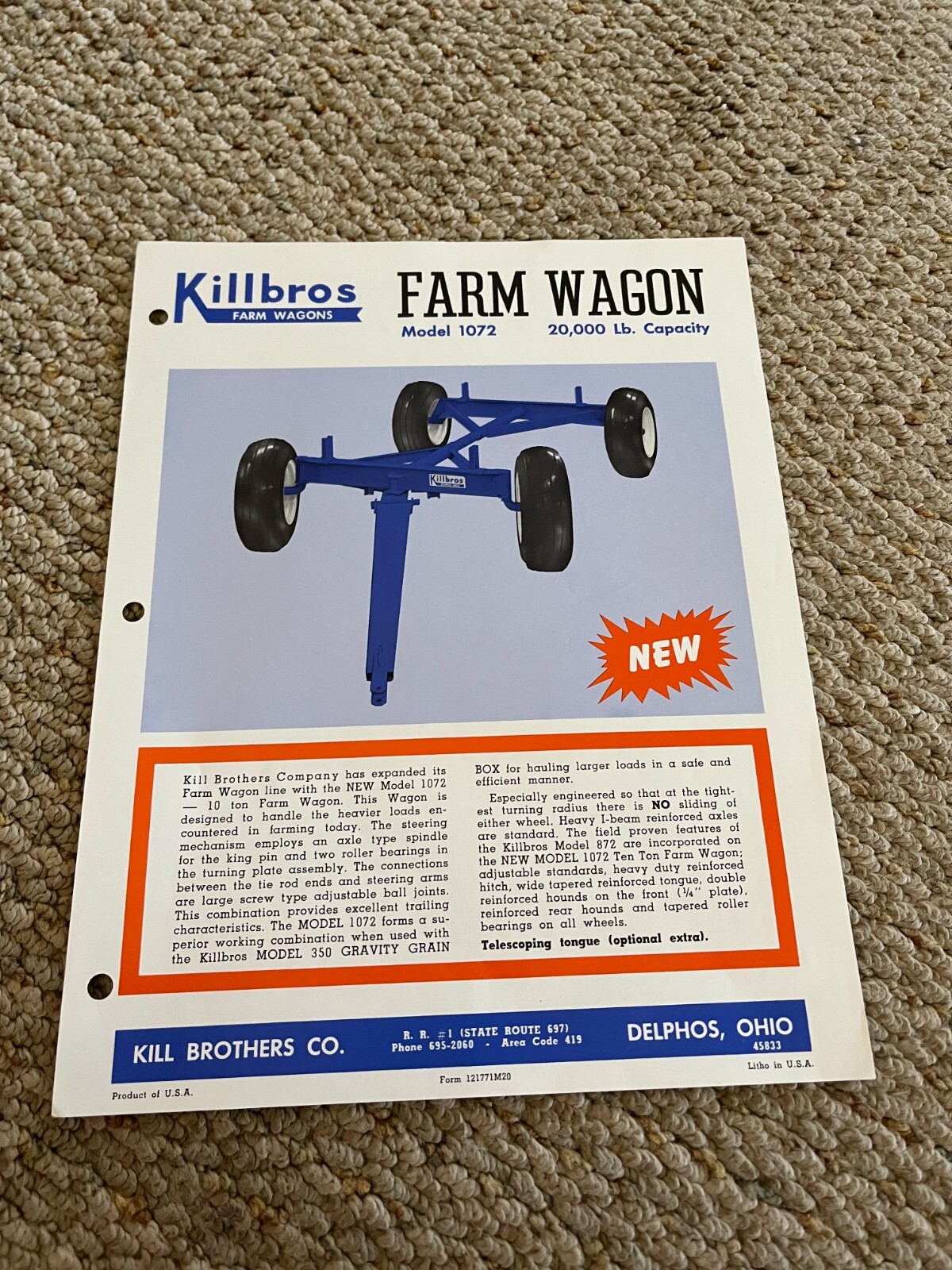 Killbros Model 1072 Farm Wagon Brochure FCCA