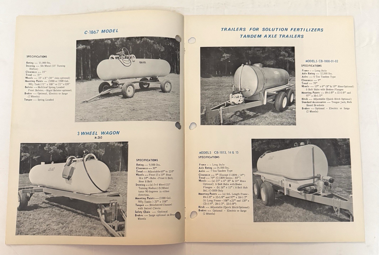 Vintage 1950’s BLUE John Blue Company Nurse Tank Trailer Catalog Farming
