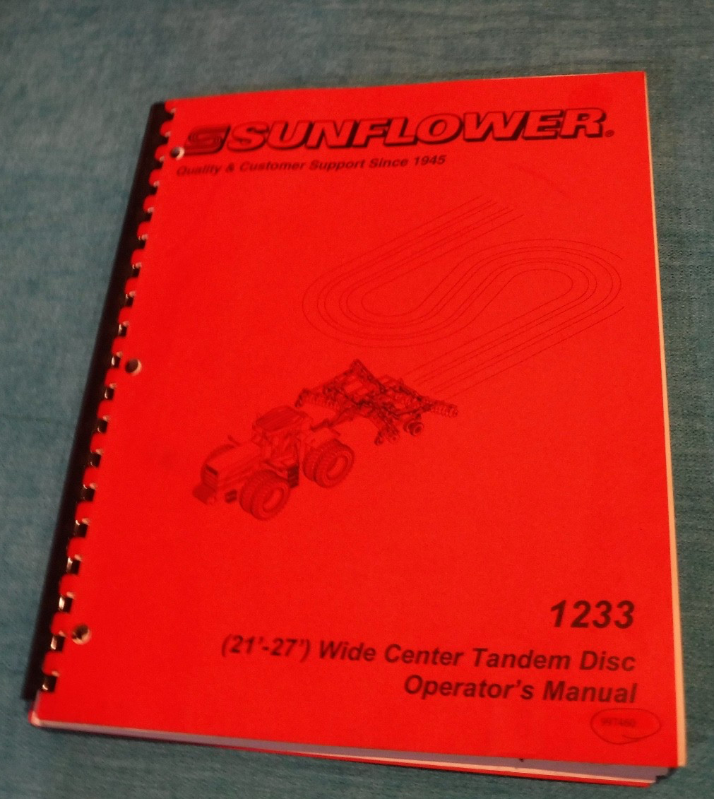 TANDOM DISC 1233 21′ – 27′ WIDE CENTER OPERATORS MANUAL SUNFLOWER 2003 BOOK