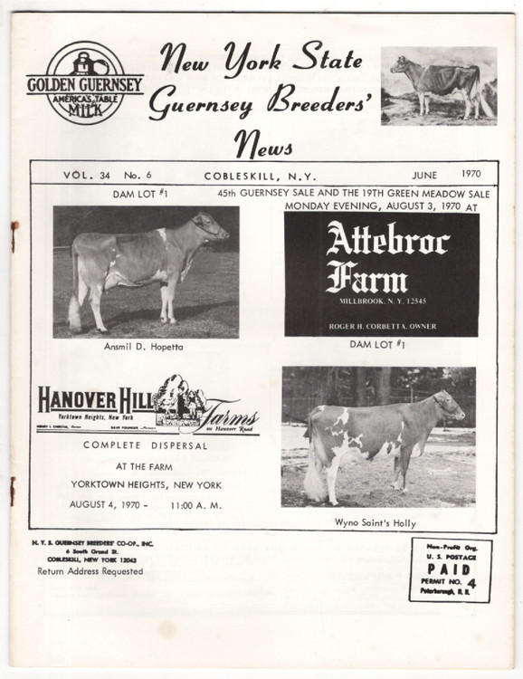 New York State Guernsey Breeders’ News, Vol. 34, No 6, June 1970