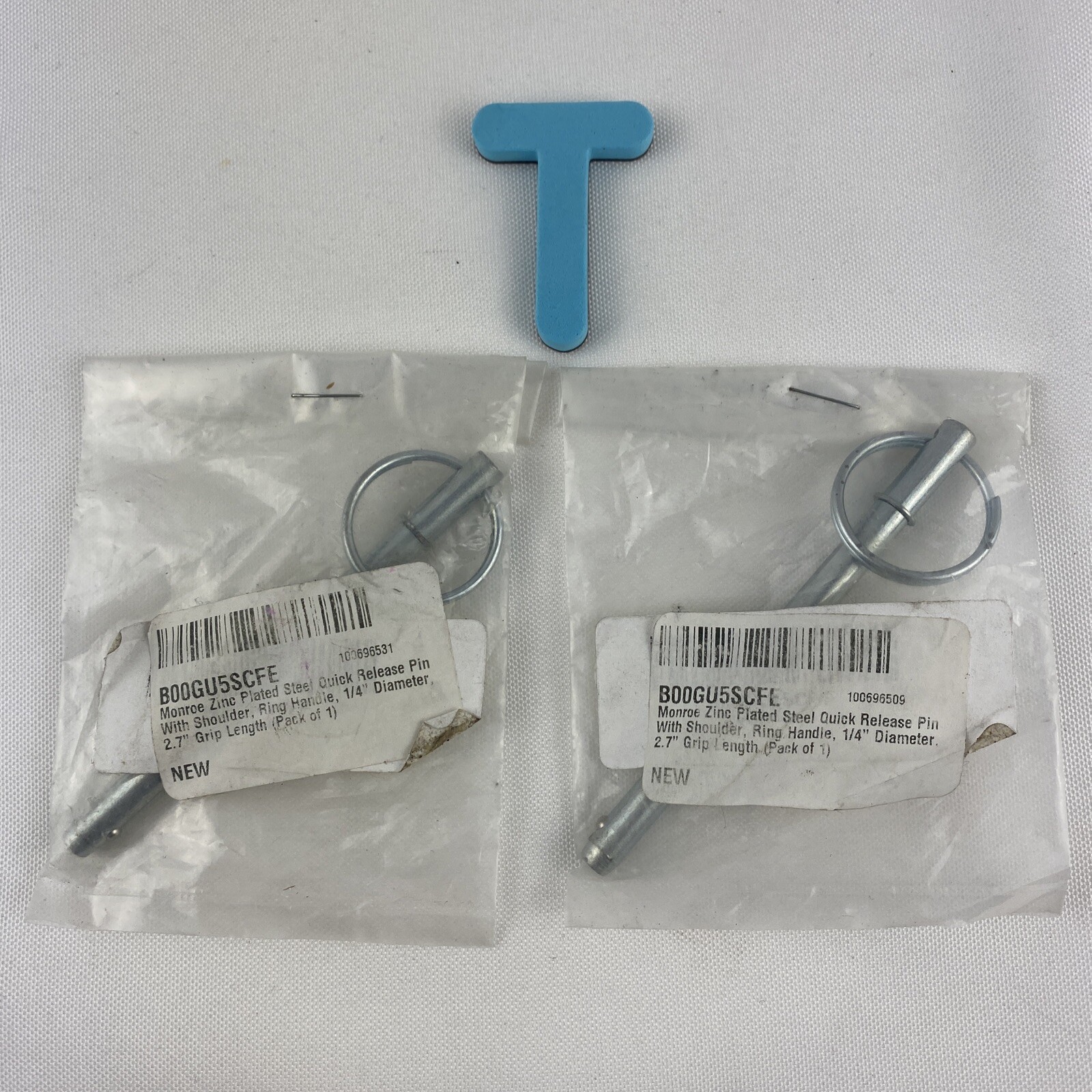 (2) Monroe Zinc Plated Steel Quick Release Pin With Shoulder Ring Handle 1/4” Di
