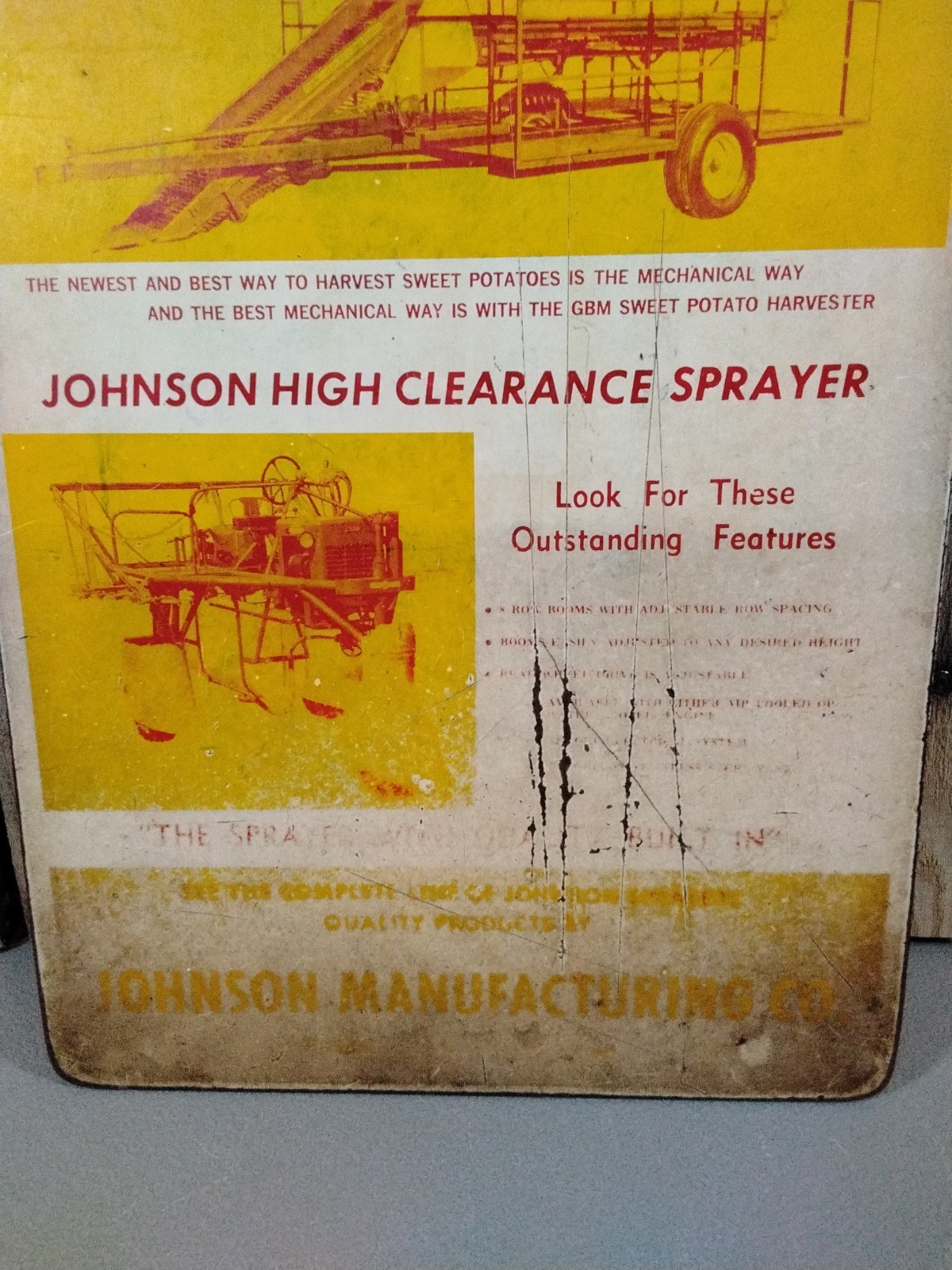 Vintage Johnson Manufacturing Farm Equipment Clipboard 9″X15″