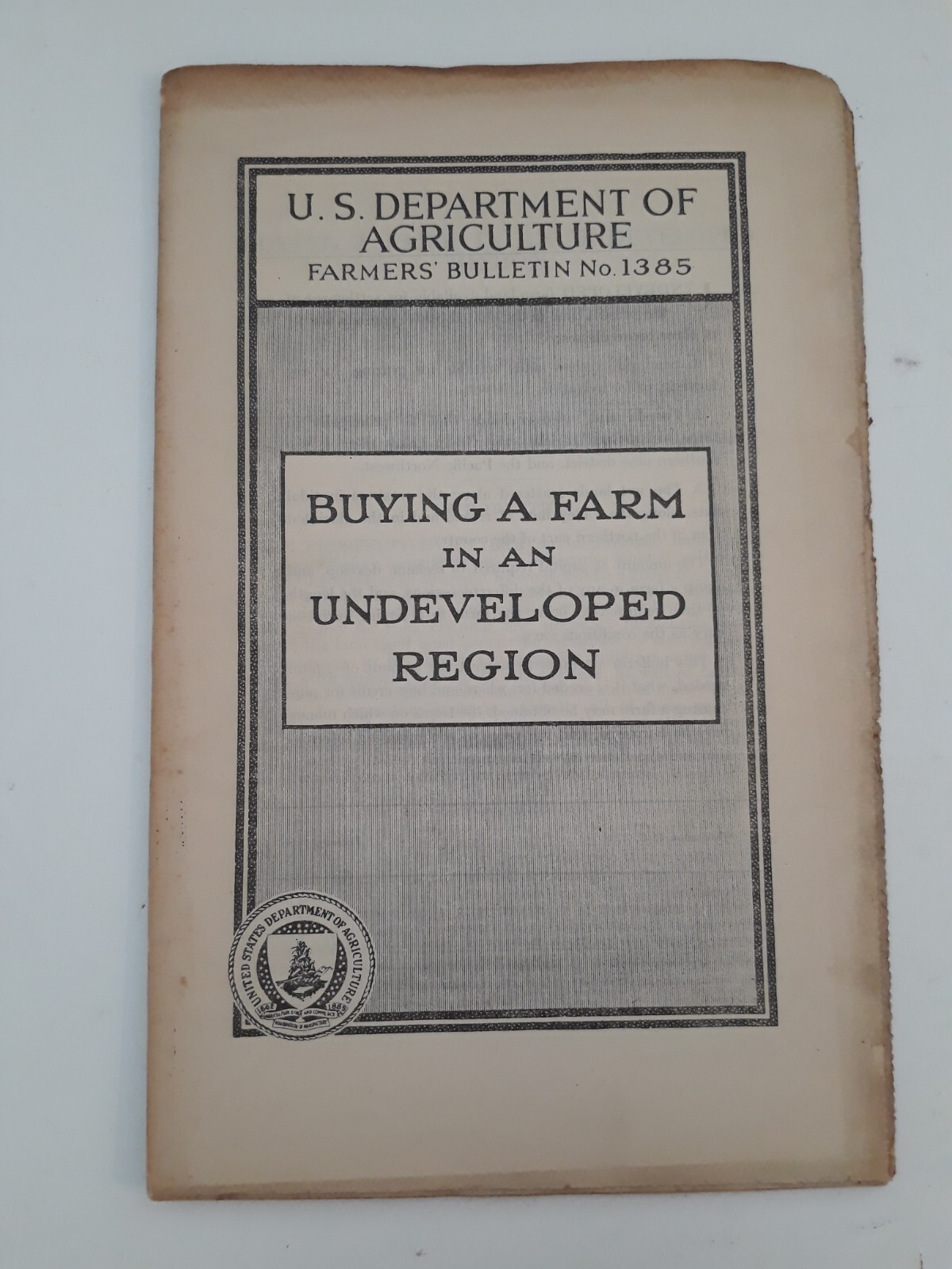 Vtg 1922 buying a farm in an undeveloped region bulletin 1385 USDA Farmcore