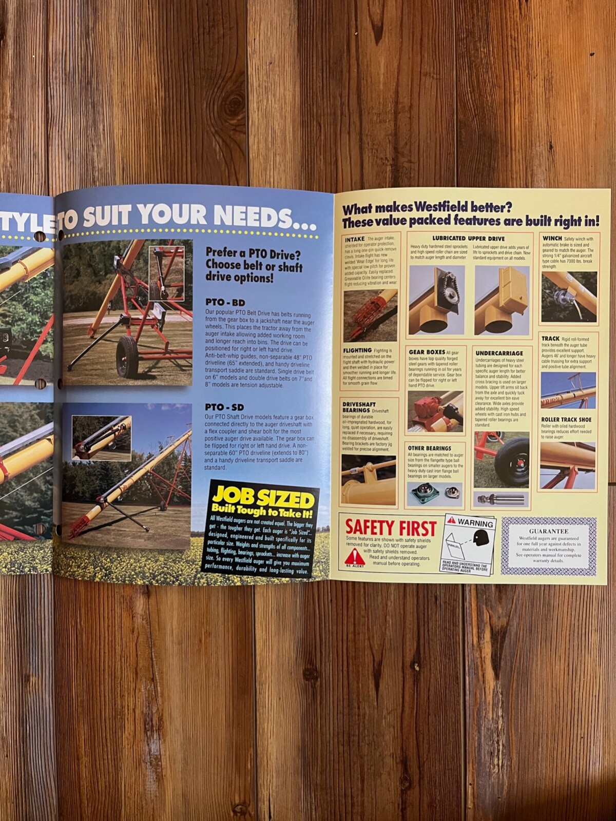 1998 Westfield WR Series Grain Auger Specs and Sales Brochure