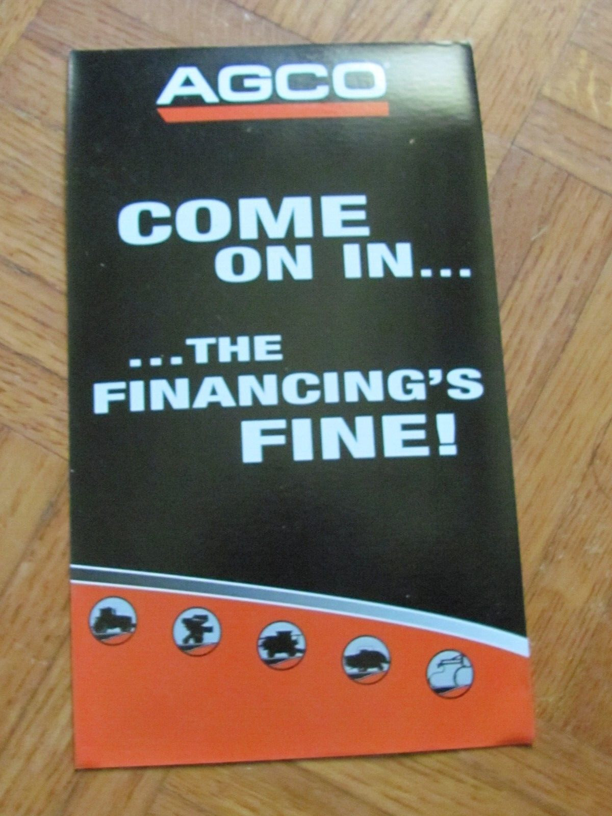 AGCO 5 FARM EQUIPMENT SALES HANG TAGS SIGN 10″ & DECAL COME ON IN DEALERSHIP