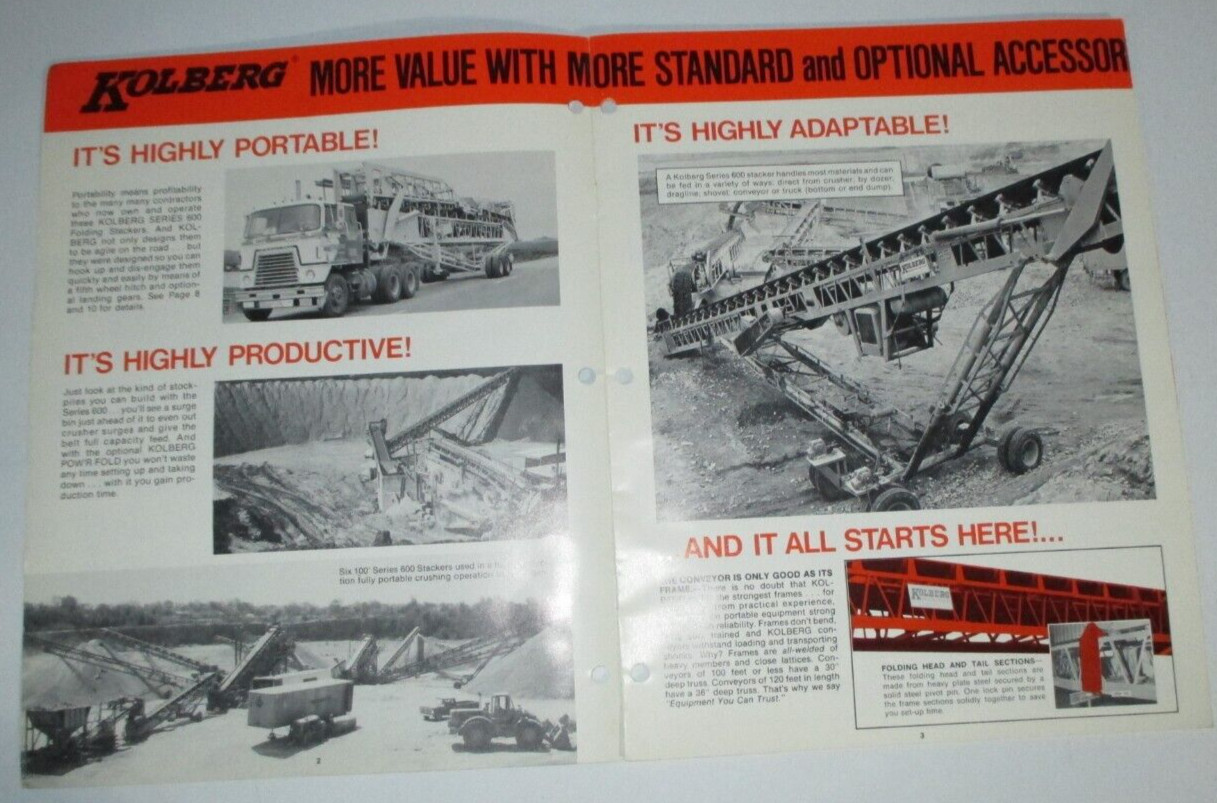 Kolberg 600 Series Stackers Elevators Conveyors Sales Catalog Manual Brochure