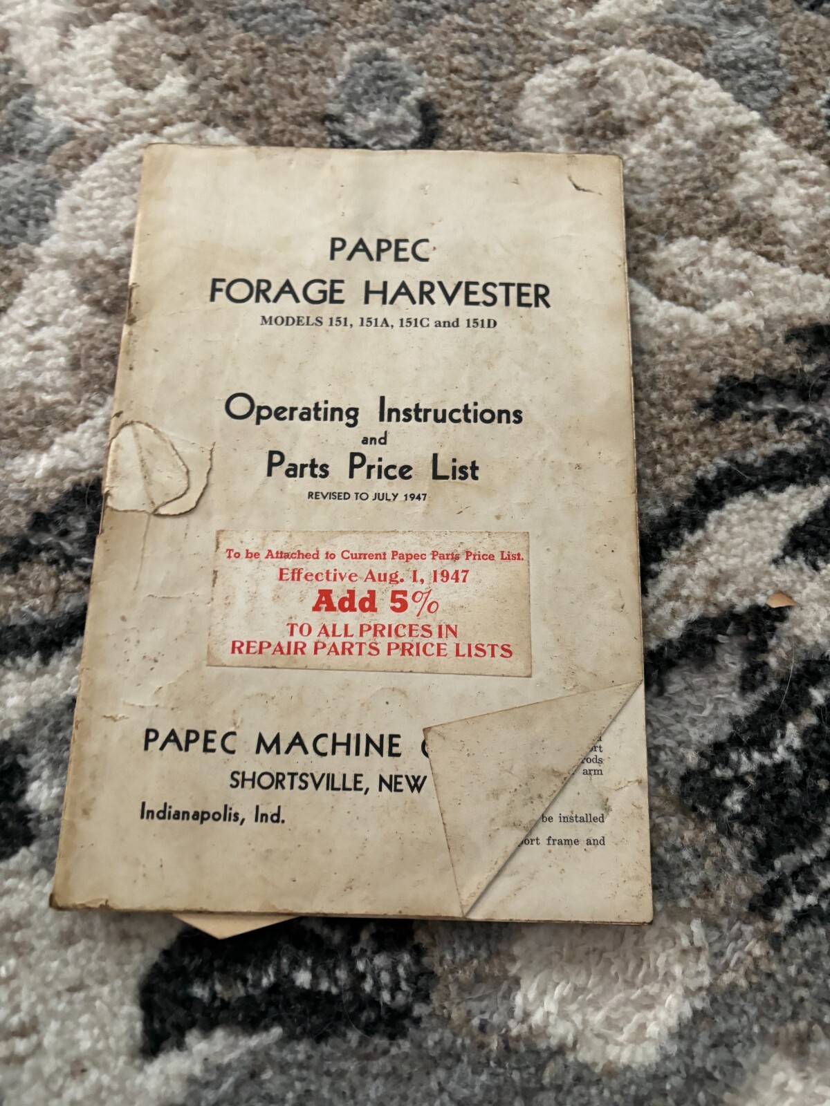 Papec 151 151A 151C 151D Forage Harvester Operator’s Manual FCCA24