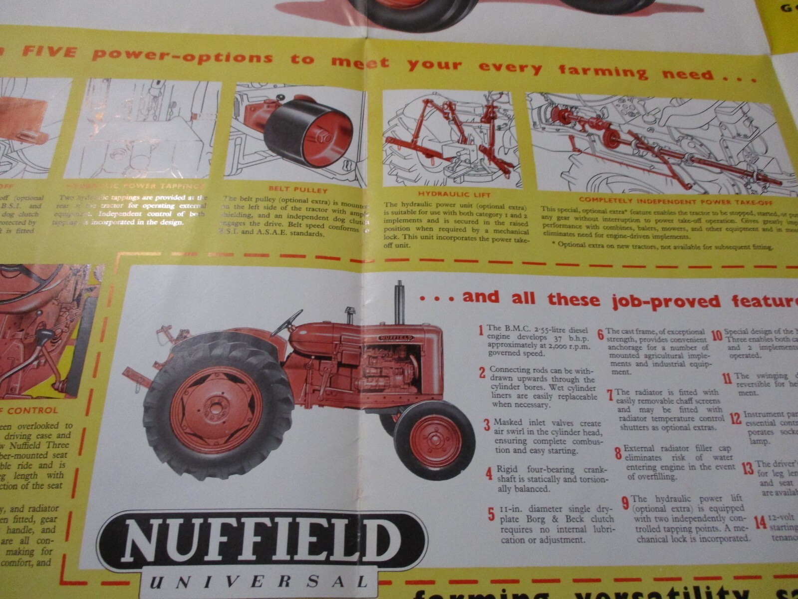 Nuffield 3 & 4 Cylinder Tractors Sales/Specifications Brochure 1959
