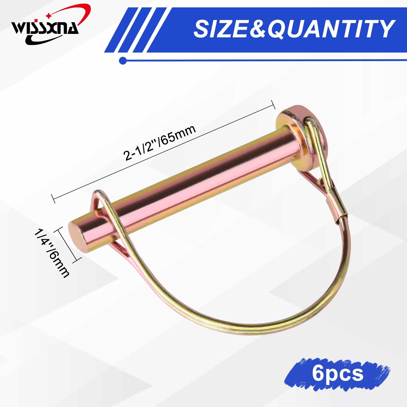 WISSXNA 6PCS D-SHAPE PTO hitch pins 1/4″x2.5″