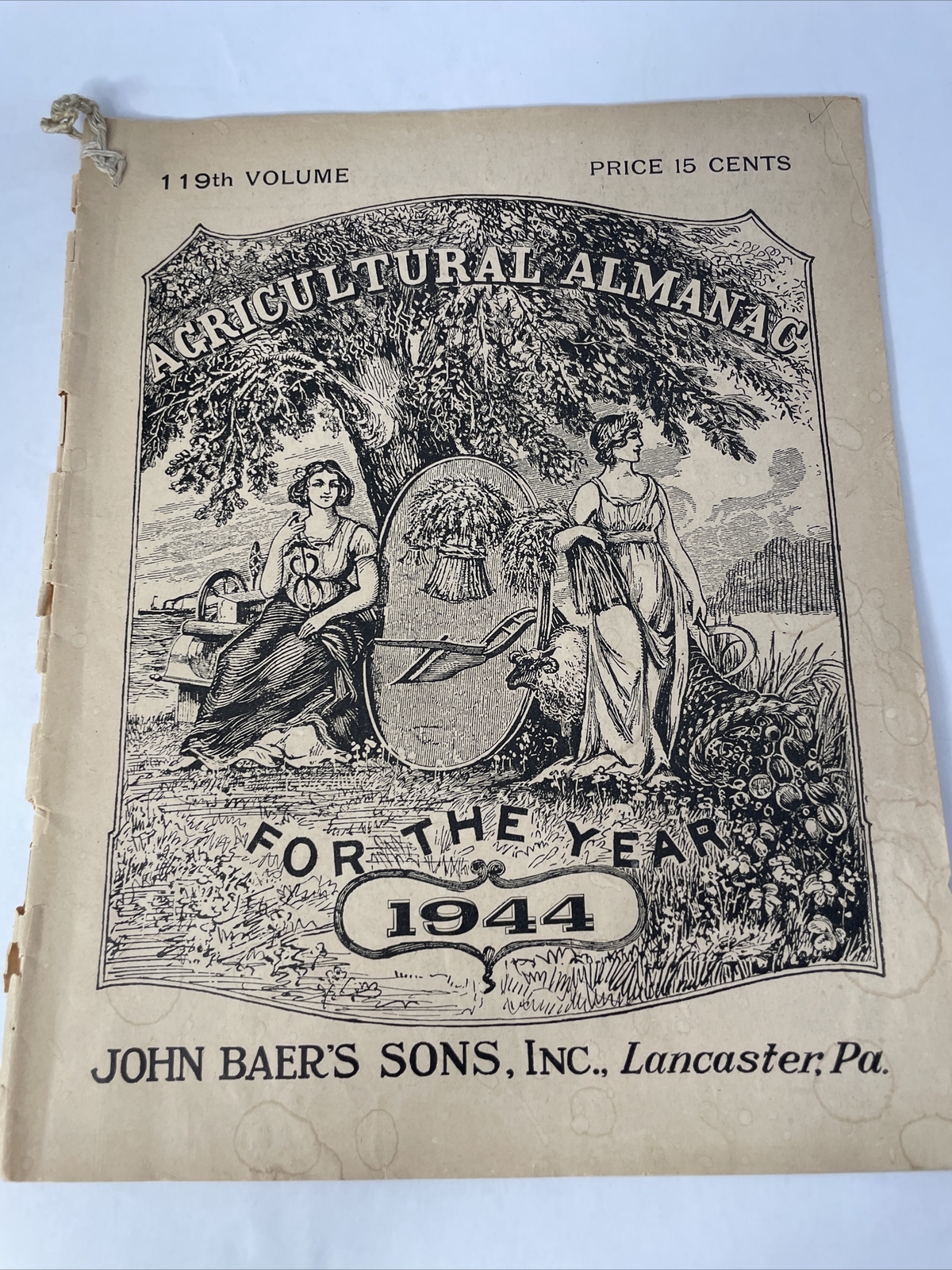 Vintage 1944 John Baers Sons Agricultural Almanac Lancaster Penn Farmers Almanac