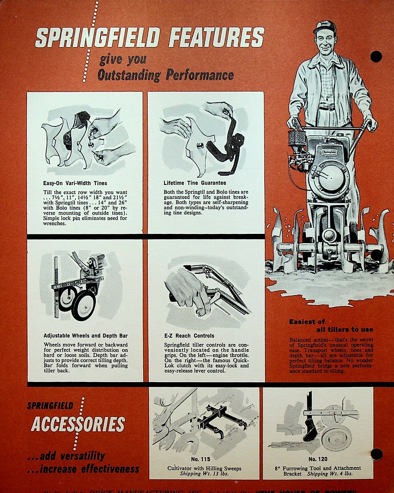 Springfield Rotary Tillers Series Brochure 1959 Springfield Ohio 300 300HD