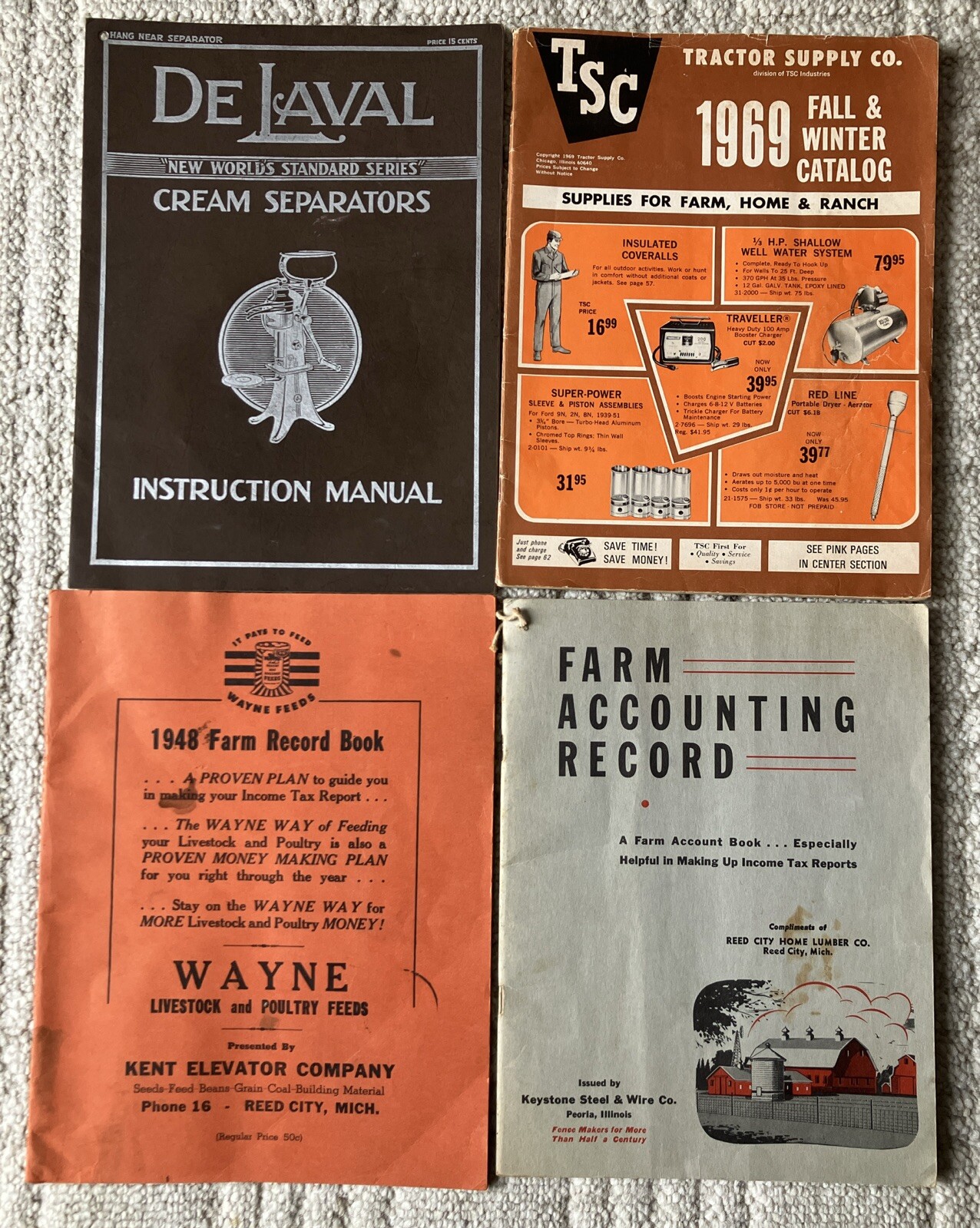 Vintage 1940-60’s Advertising Farm Record Books Reed City Michigan And Others