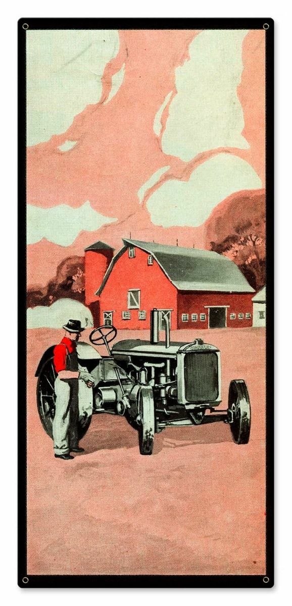RETRO STYLE FARM TRACTOR RED BARN 20″ HEAVY DUTY USA MADE METAL HOME DECOR SIGN