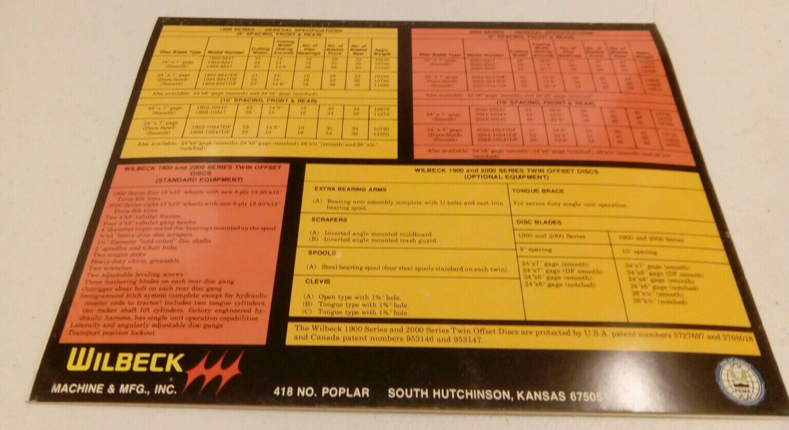 VINTAGE 1970’S WILBECK TWIN OFFSET 1900/2000 FARM TRACTOR WHEELED DISCS BROCHURE