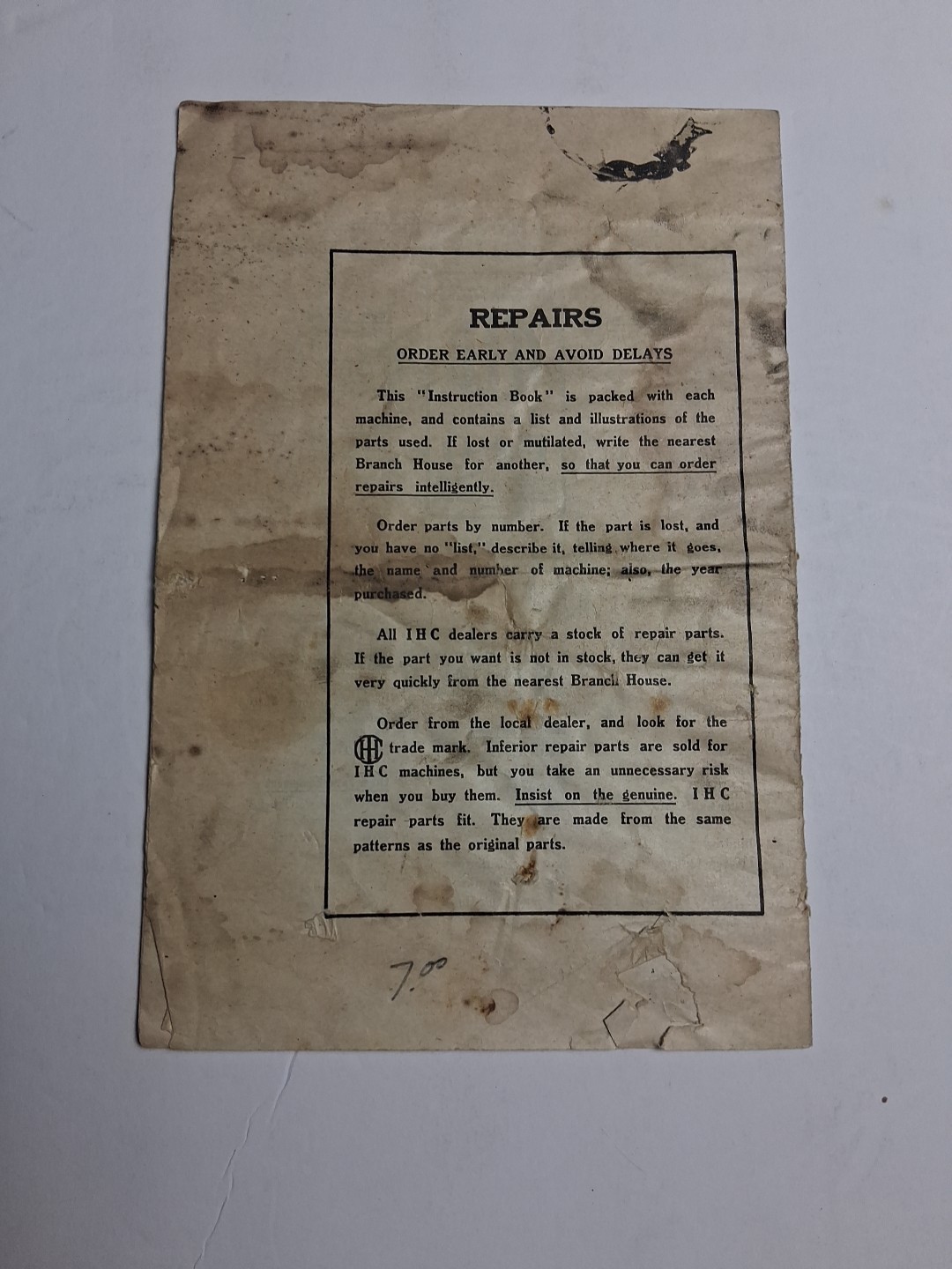 Derring New Ideal Vertical Lift Mower Type BD 1920s Dealer Brochure