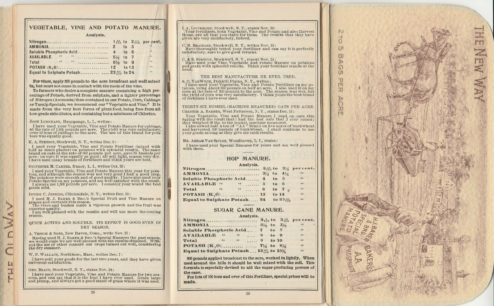 1898 FACTS FOR FARMERS~H.J. BAKER FERTILIZERS,MANURES SALES BROCHURE