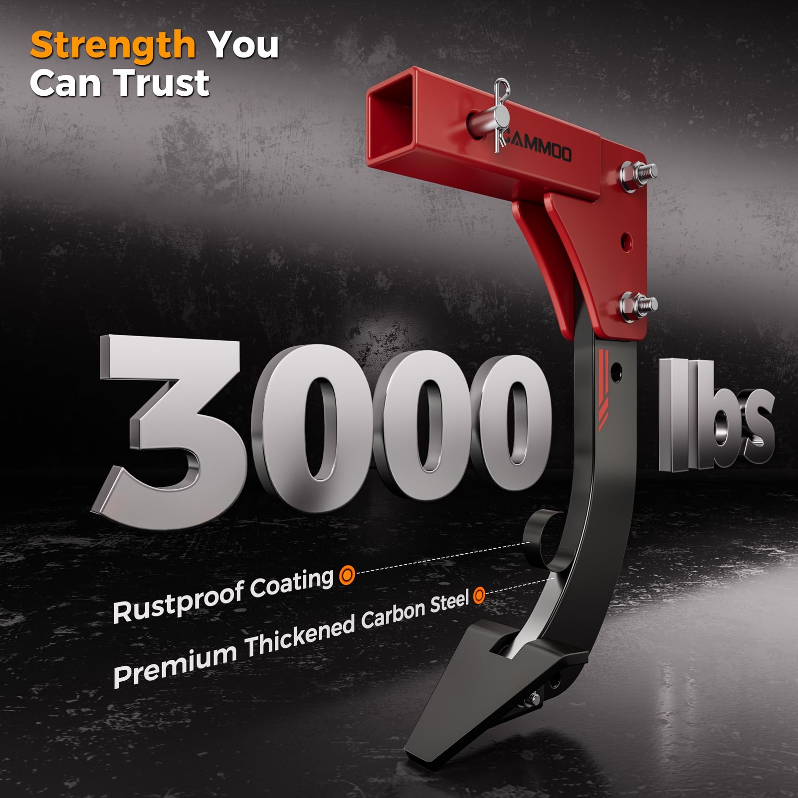 CAMMOO Hitch Mounted Trencher Ripper, 2″ Receiver, Red