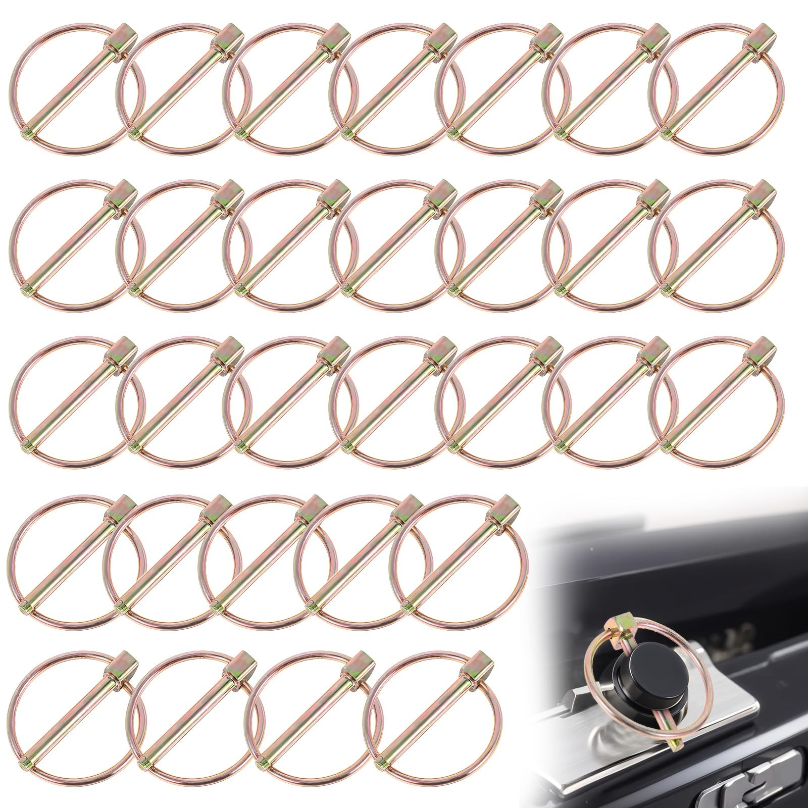 30 Pcs Lynch Pin Assortment Kit, 3/16″ Linch Pin with Ring Trailer Coupler Pins