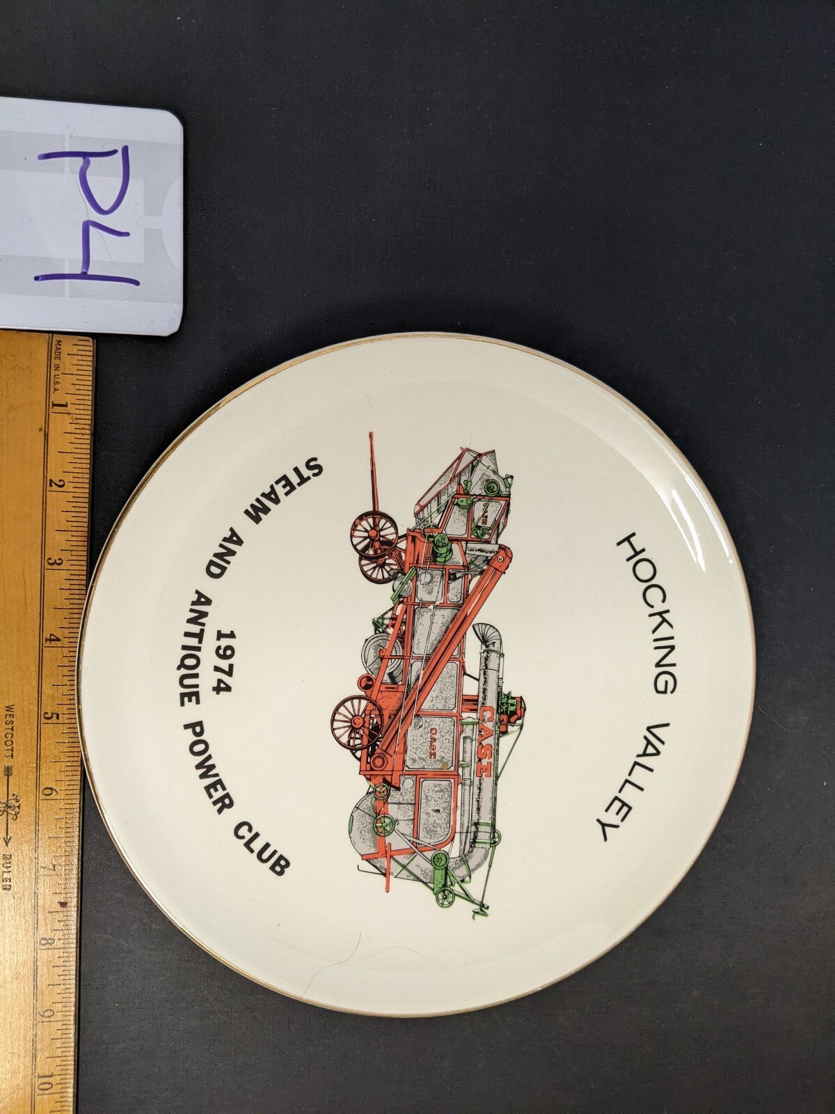 Vintage Hocking Valley Steam & Antique Power Club Plate 1974