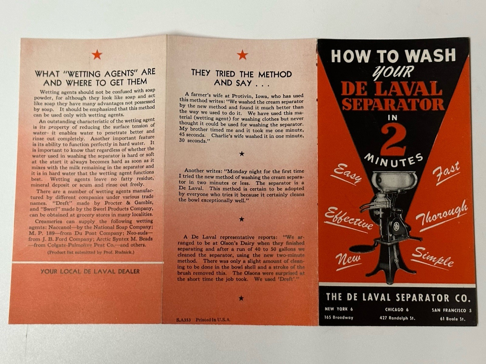 1950’s De Laval How to wash your separator in 2 minutes pamphlet (22A)