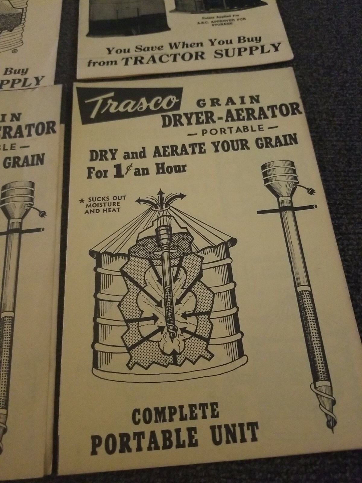 Trasco Grain Bin storage pamphlets. Lot of 4. 1950’s 1960’s. Tractor Supply. S1
