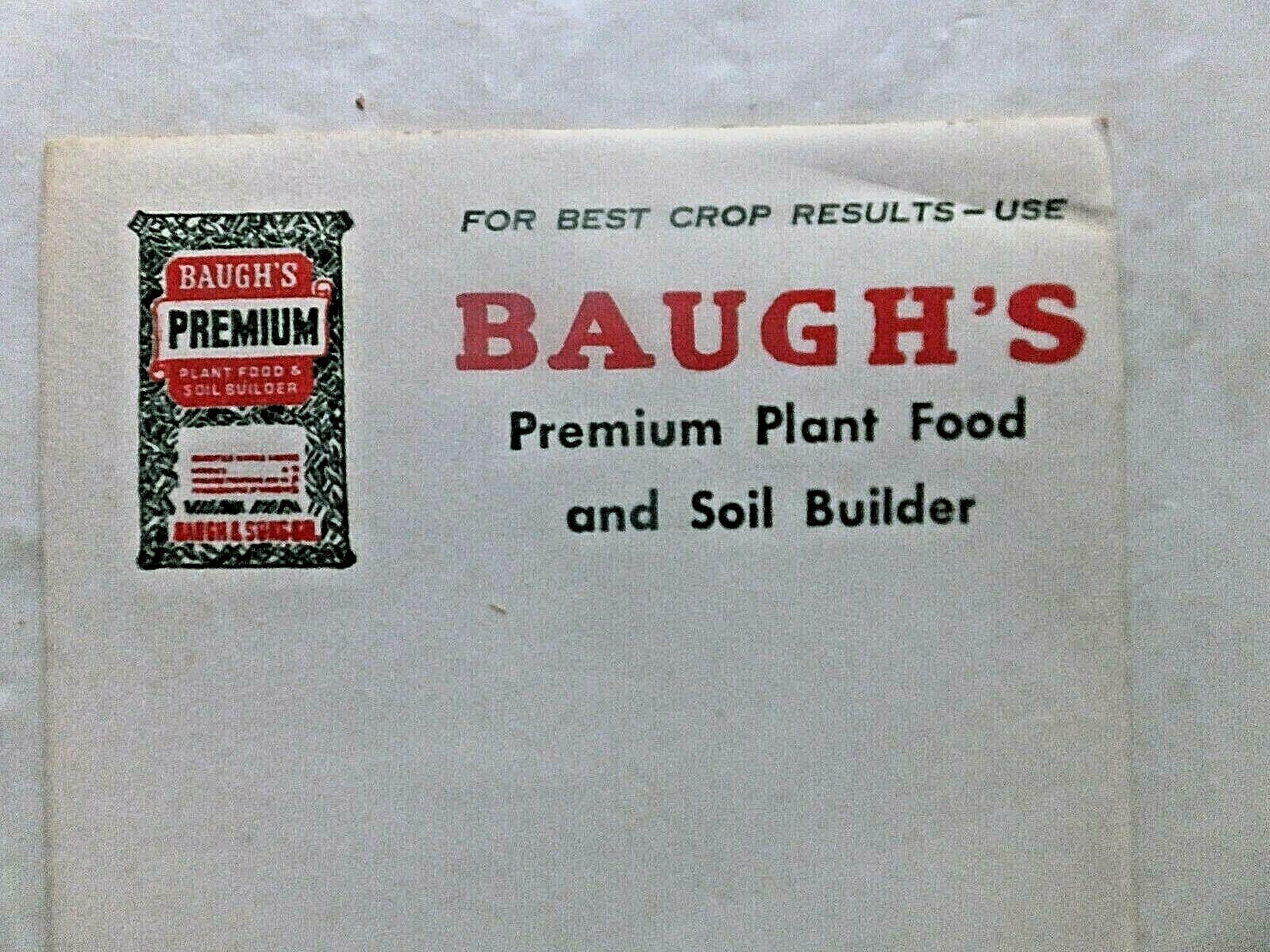 ca.1950’s/60’s Illustrated Notepad. Baugh’s Premium Plant Food. 9 Sheets.
