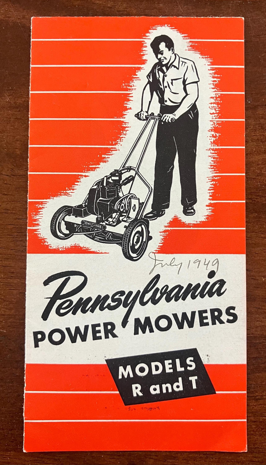 1949 Pennsylvania Power Mowers Advertising Brochure Models R T Lawnmower Mayer