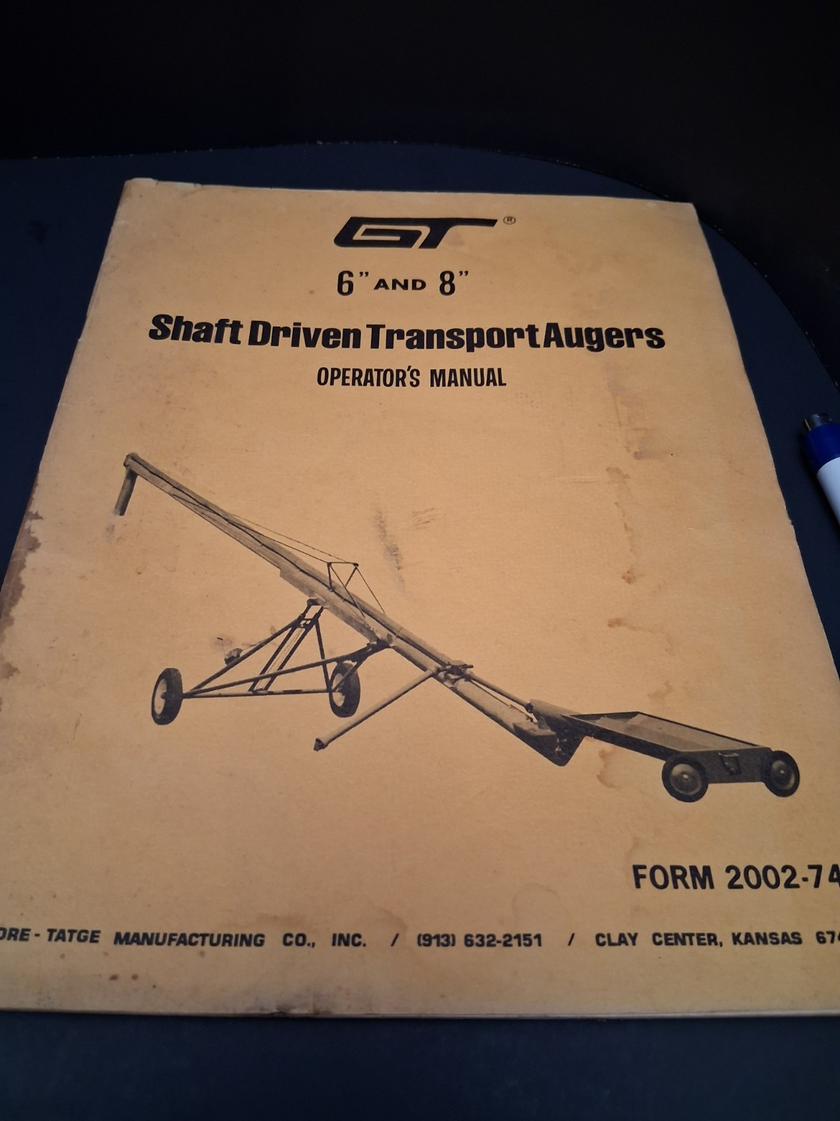 GT 6″+8″ transport augers operators manual 2002-74