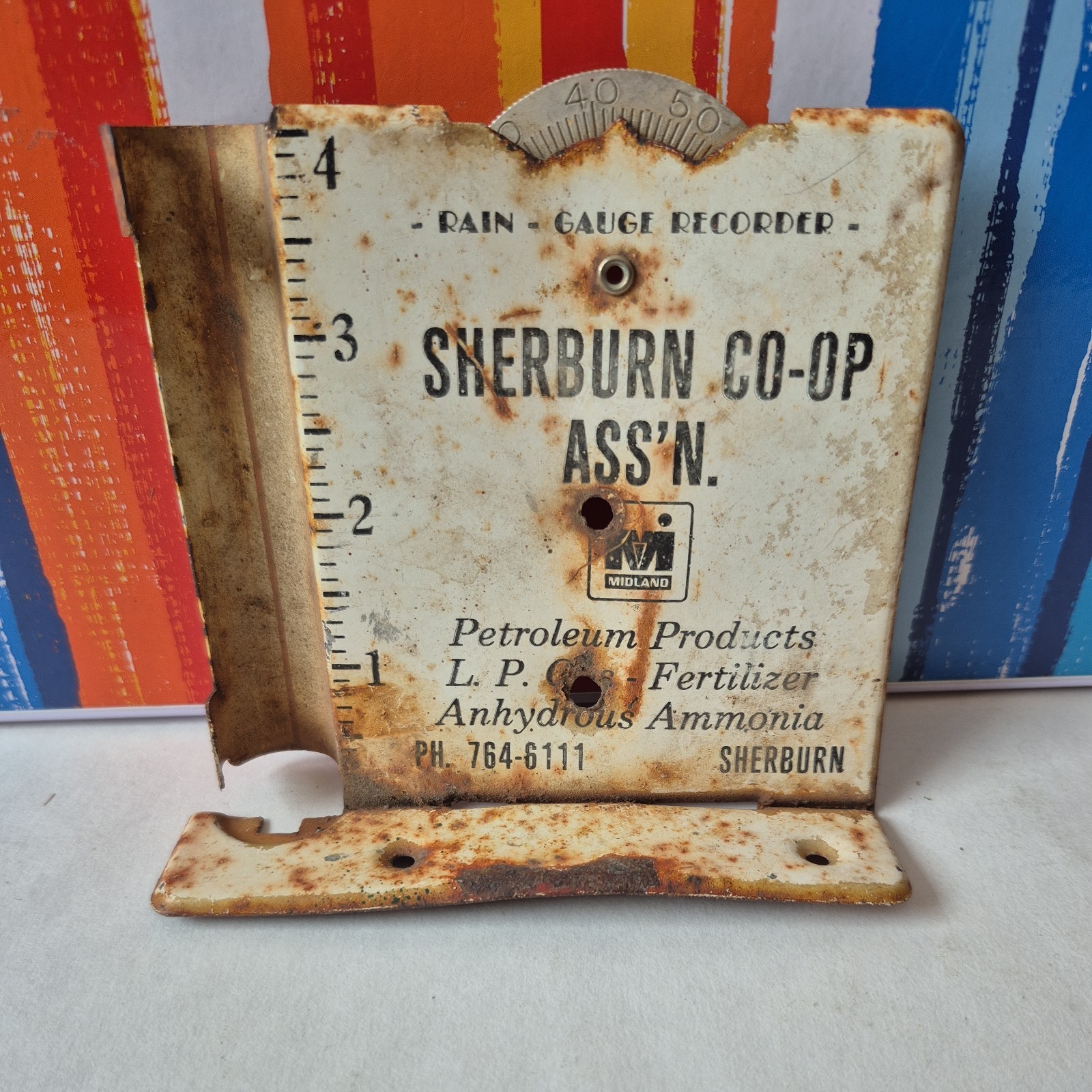 Vintage Sherburn Coop Ass’n Rain Gauge Sherburn Minn Petroleum Fertilizer LP Gas