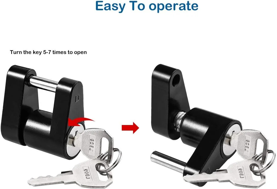 CZC AUTO Black Trailer Hitch Coupler Lock, Dia 1/4 Inch, 3/4 Inch Span for Tow B