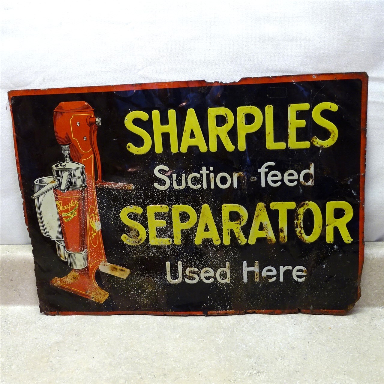 Vintage Tin Ad Sign Sharples Suction Feed Separator, Farm Dairy 19″ X 13.5″