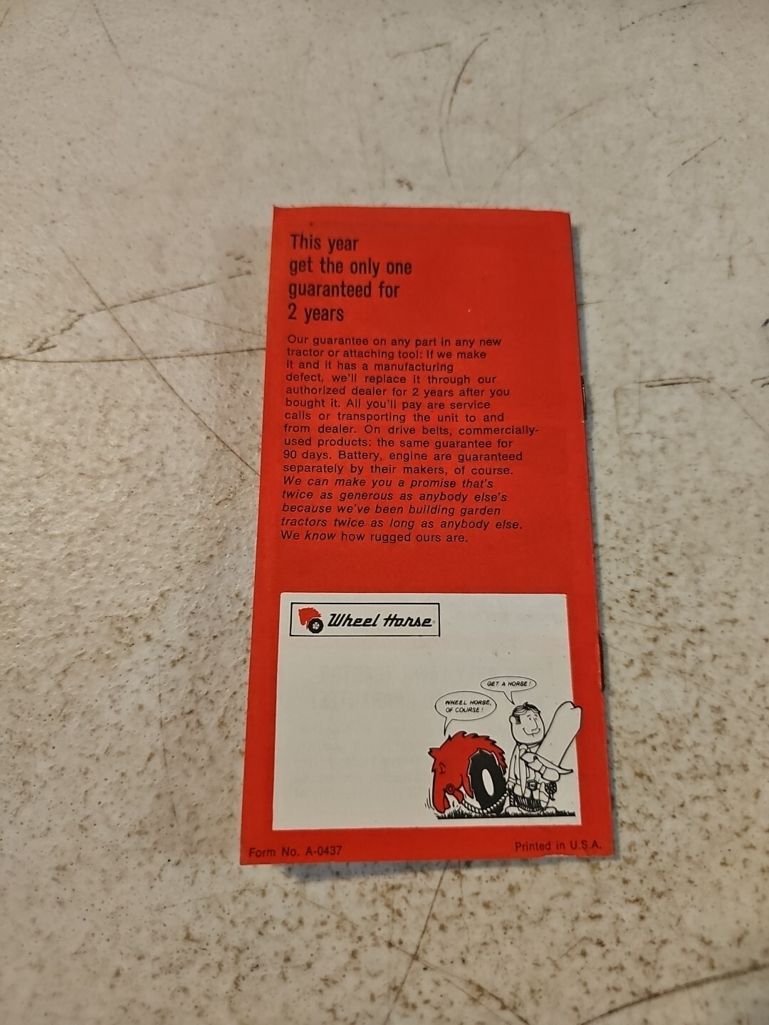 Vintage 1970’s Wheel Horse Pocket Size Sales Brochure