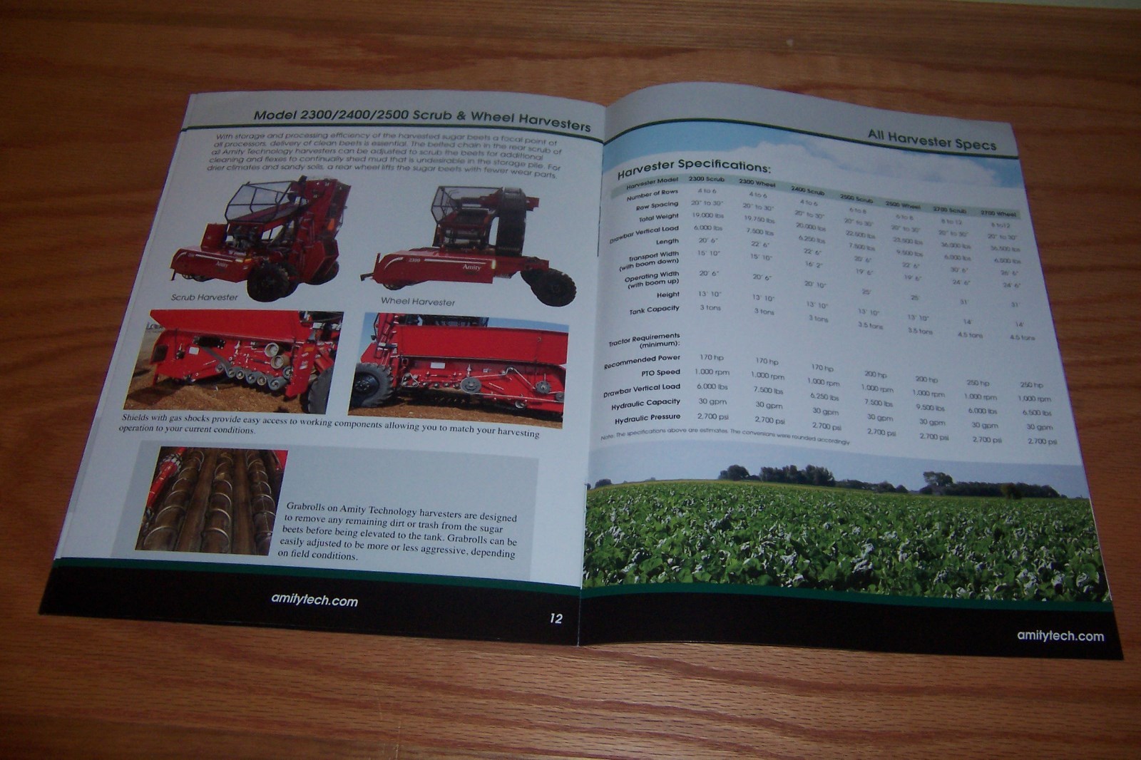 AMITY Sugar Beet HARVESTER and DEFOLIATORS LITERATURE