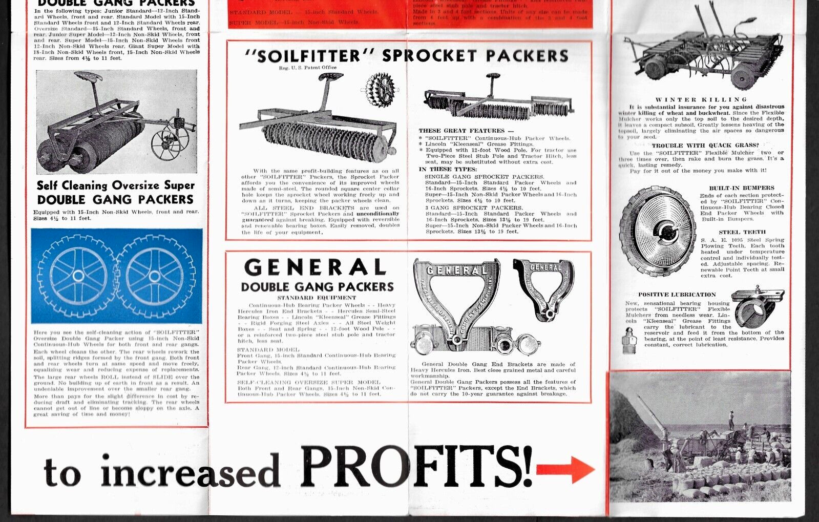 c1937 FARM IMPLEMENTS Broadside/Brochure ~ “Soilfitter” Packers