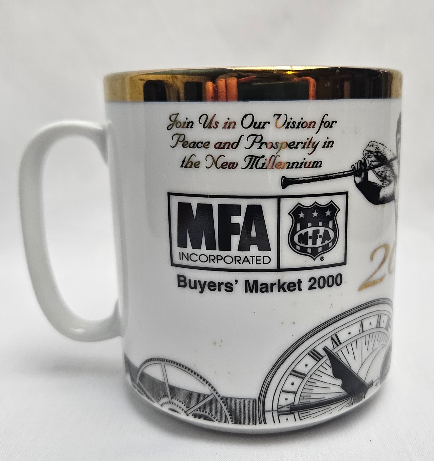 Vtg MFA Oil Farmer’s Coop Coffee Mug Buyer’s Market 2000 Millenium Medallion