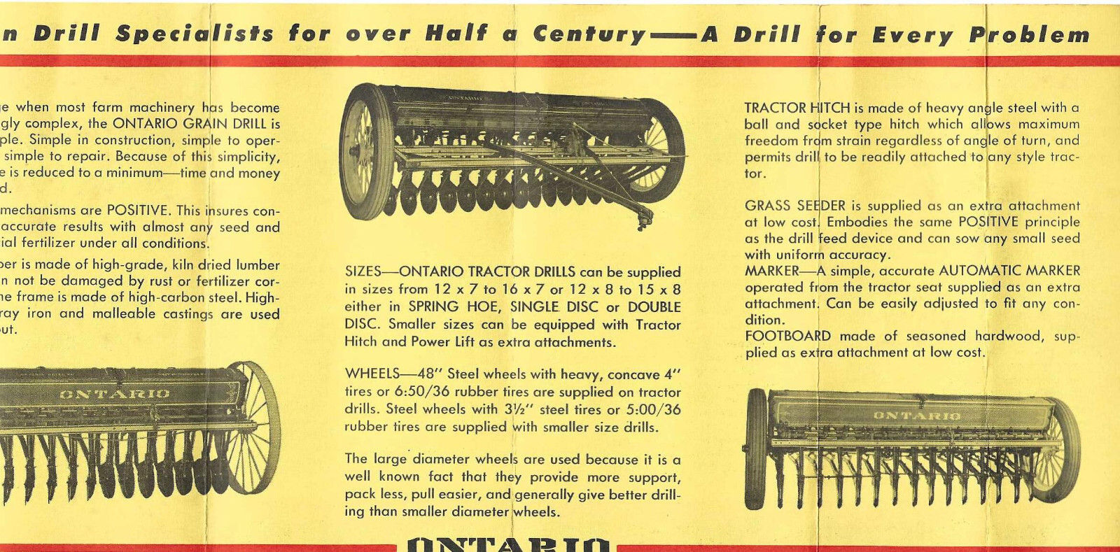 Vintage 50’s ONTARIO DRILL CO NY Brochures Adv flyers lot 2 Tractor Drills