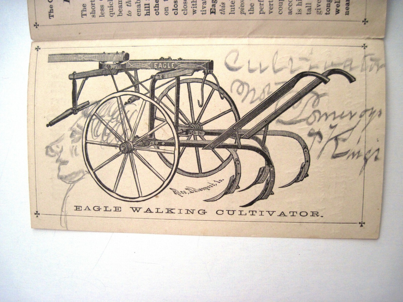 1880 Pull-Out Advertising Brochure for “Eagle Cultivator” w/ Great Pictures *
