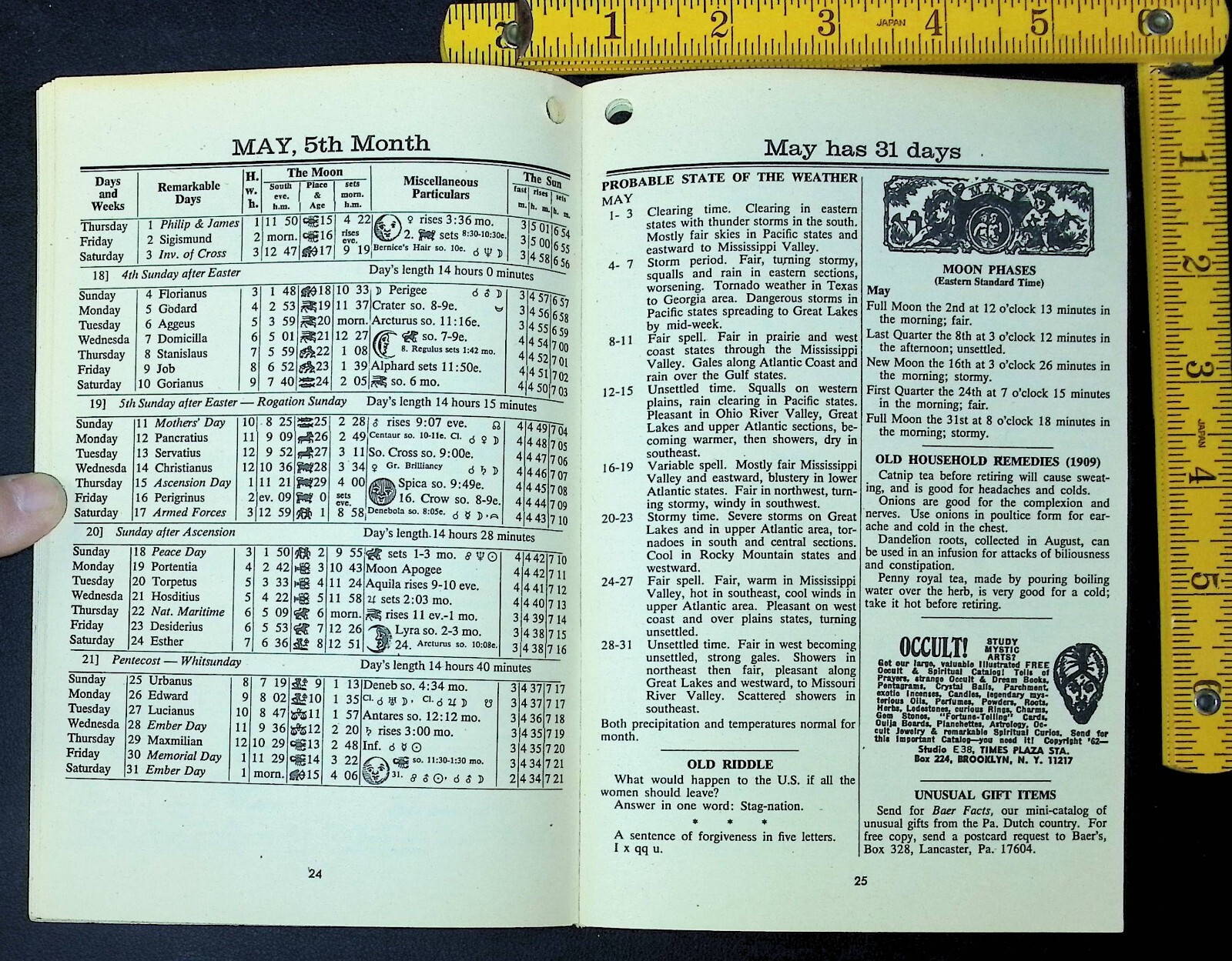 VINTAGE – Baer’s Agricultural Almanac – 1969