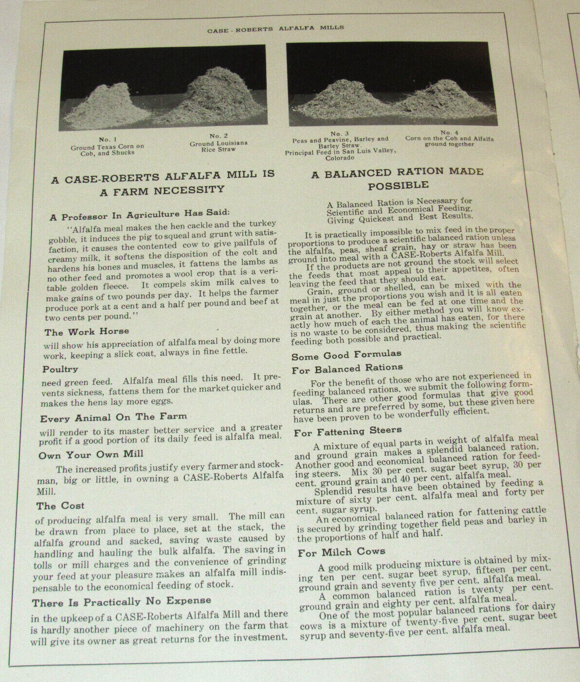 VTG 1913 CASE-ROBERTS ALFALFA MILLS CATALOG! J I CASE THRESHING MACHINE CO! JI