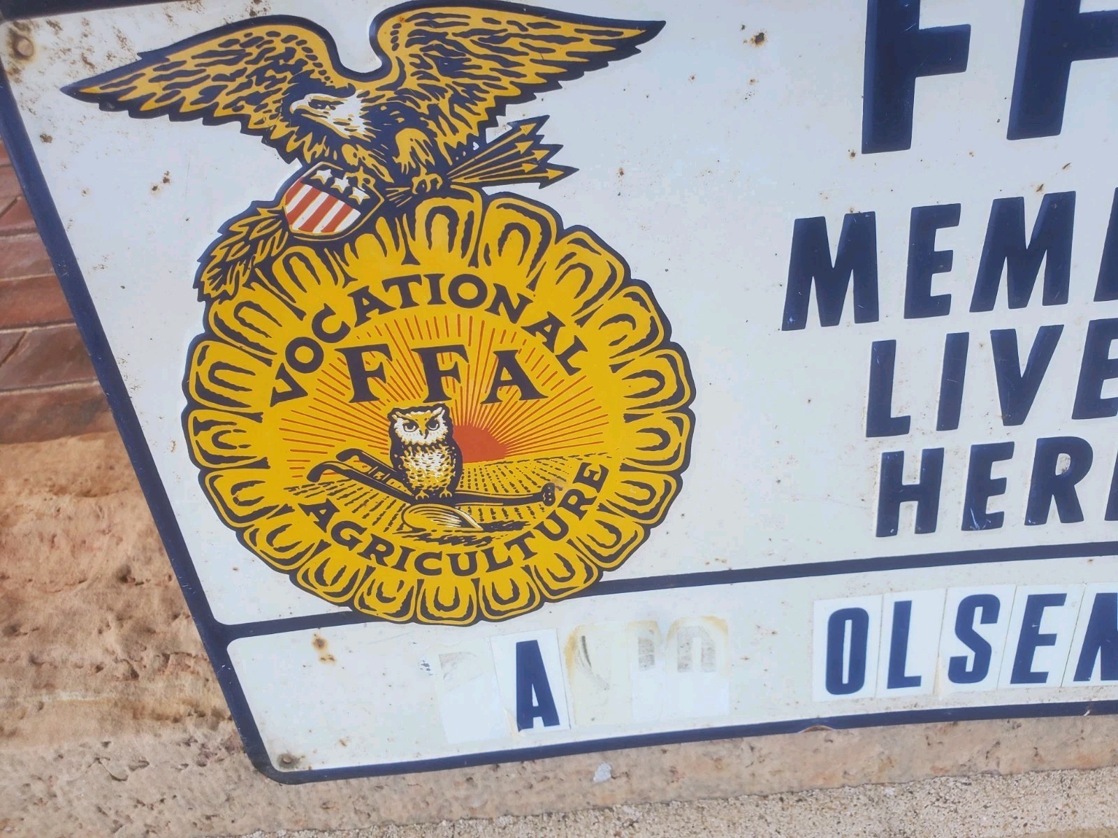 13-1/2″ X 9-1/2″ Metal Sign FFA Member Lives Here Vocational Agriculture Farmers